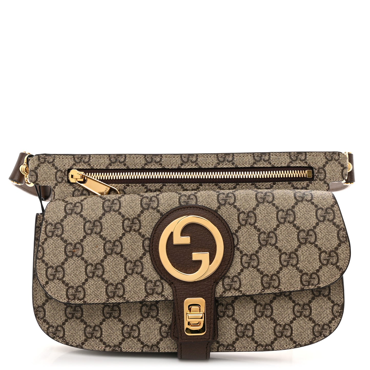 GG Supreme Monogram Textured Dollar Calfskin Blondie Belt Bag Beige Ebony New Acero