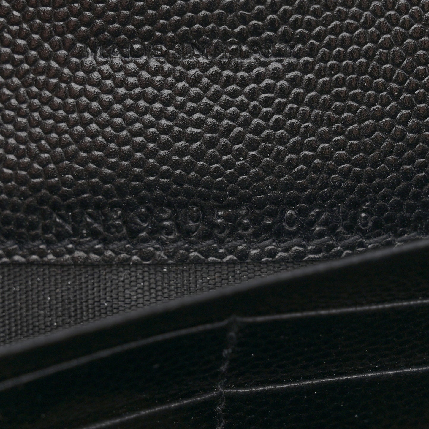Grain De Poudre Matelasse Chevron Monogram Envelope Chain Wallet Black