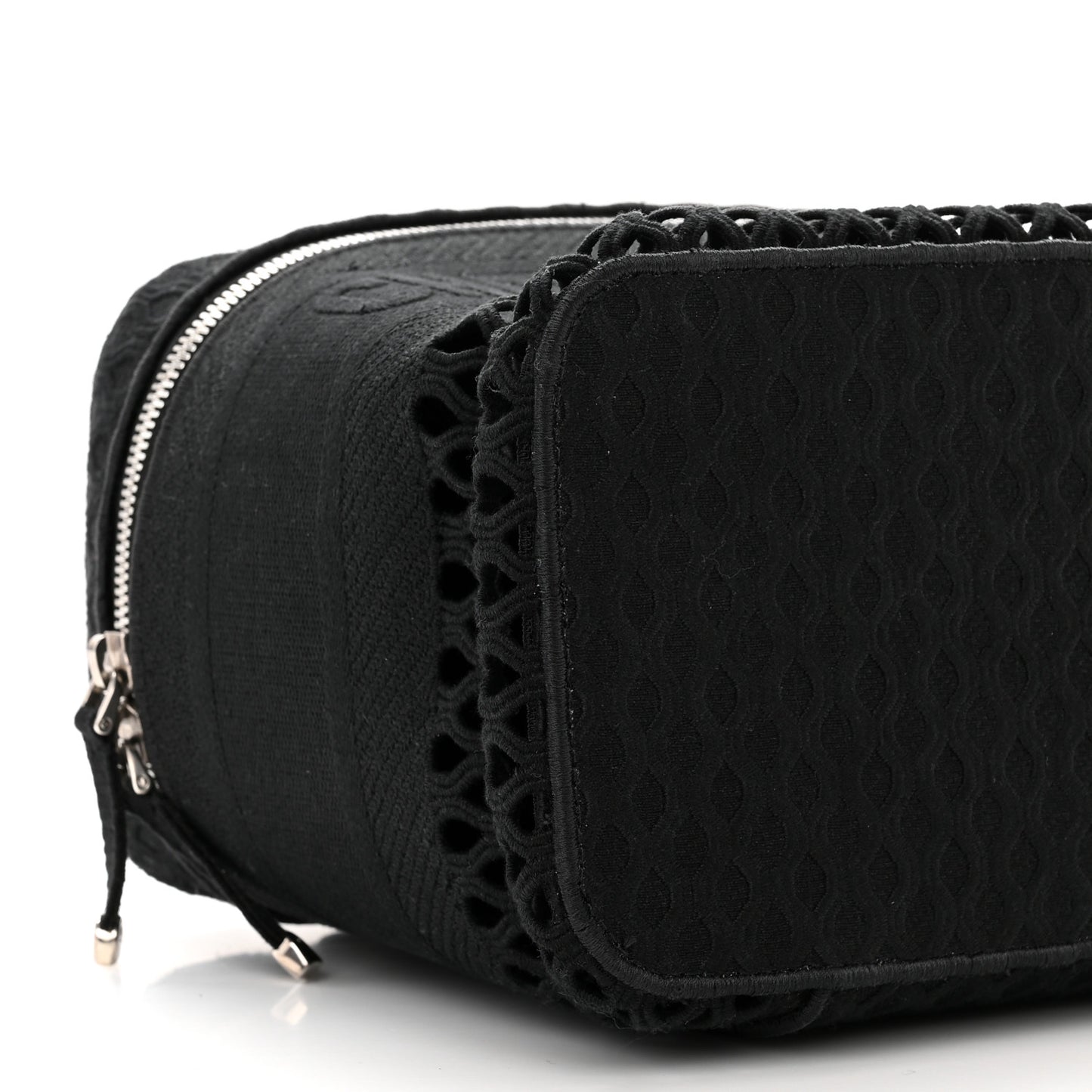 Mesh Embroidered Diortravel Vanity Case Black