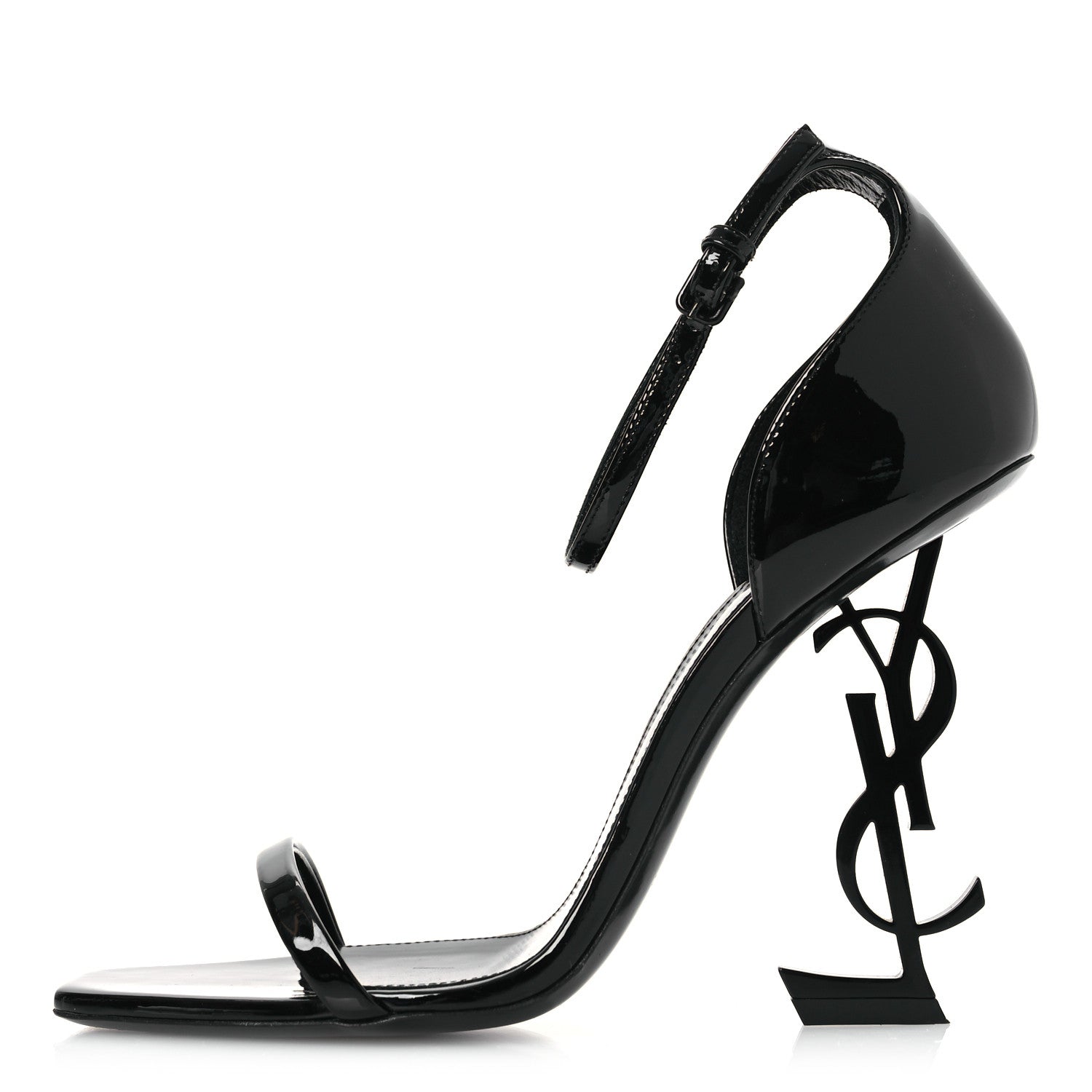 Saint Laurent Patent Calfskin Opyum 110 Sandals 38.5 Black 1 of 13