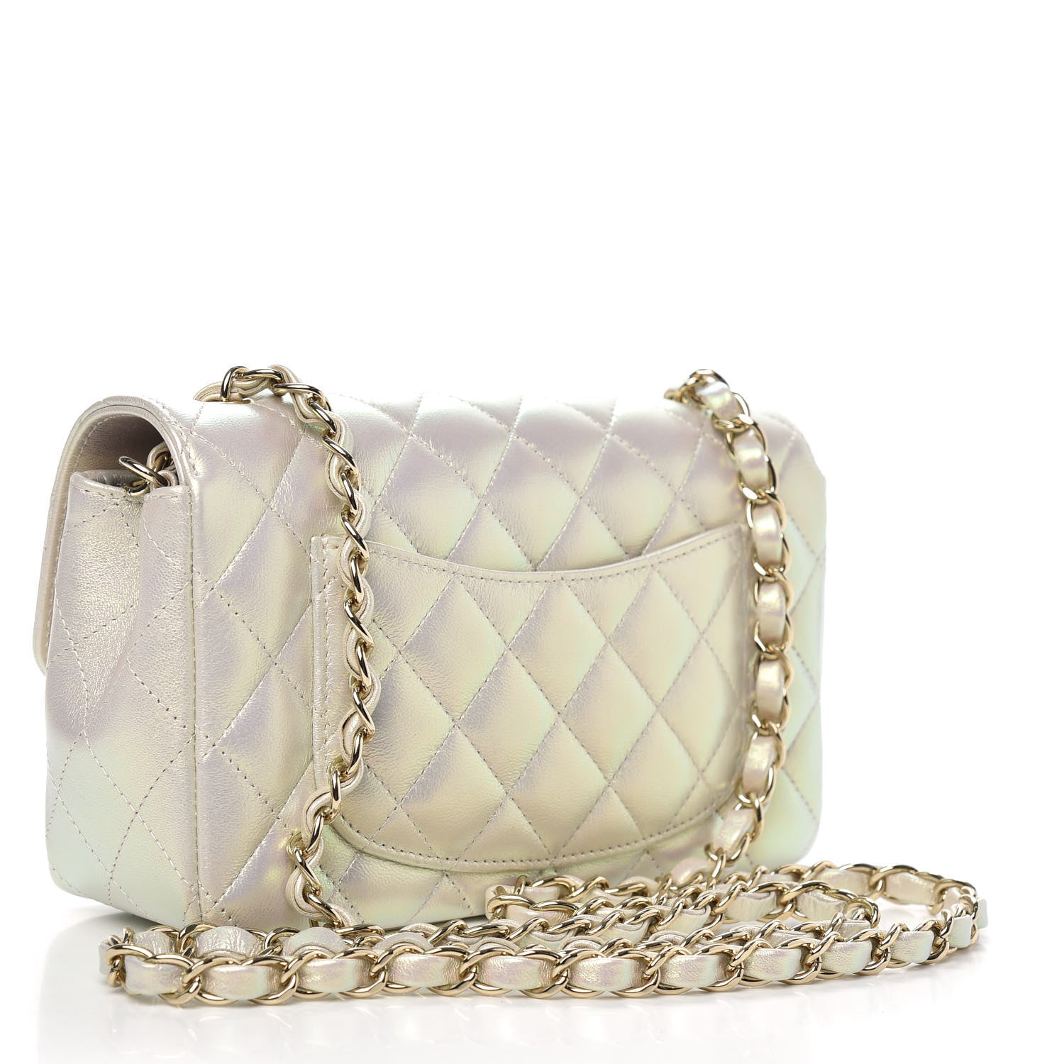 Chanel Iridescent Lambskin Quilted Mini Rectangular Flap Ivory 3 of 11