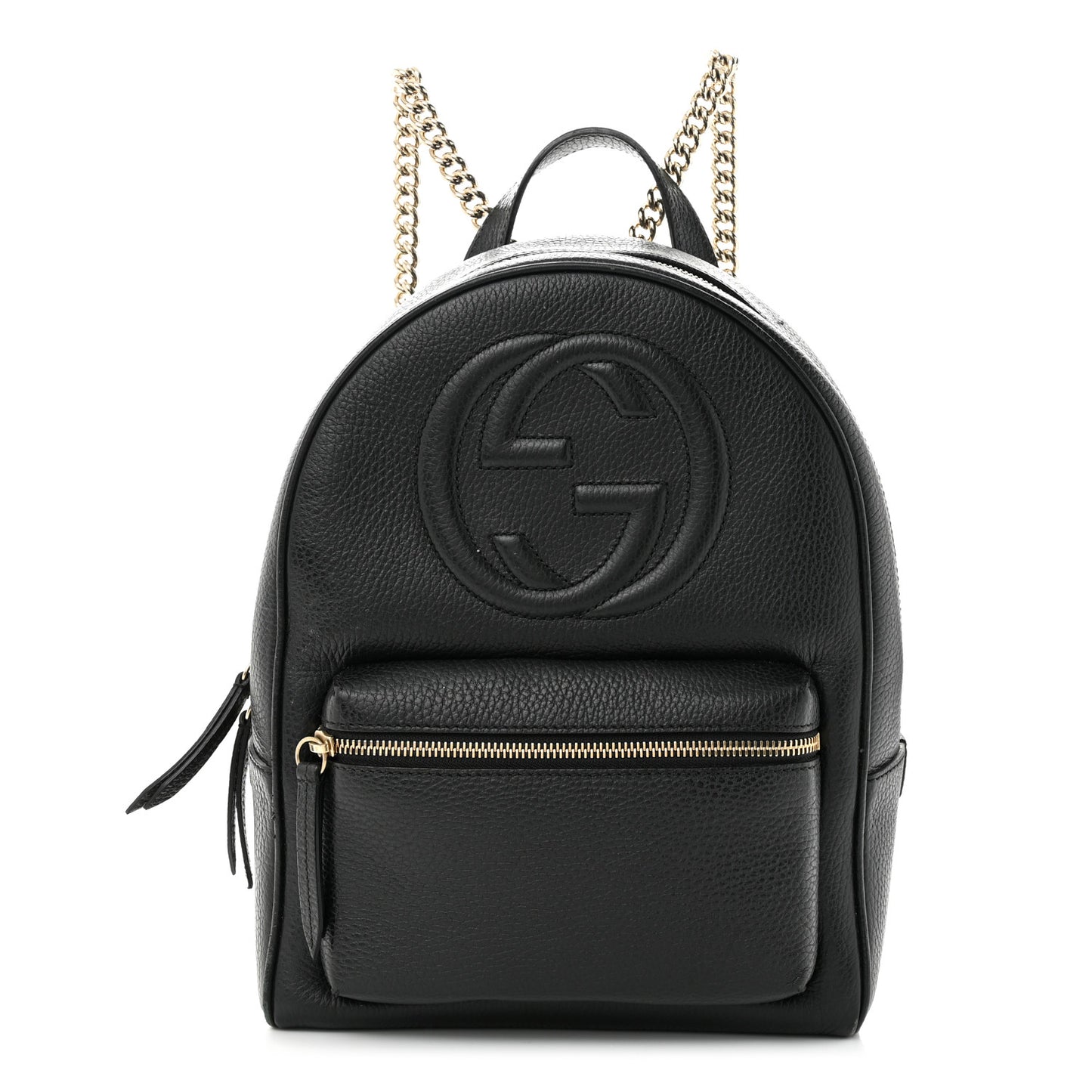 Pebbled Calfskin Soho Chain Backpack Black