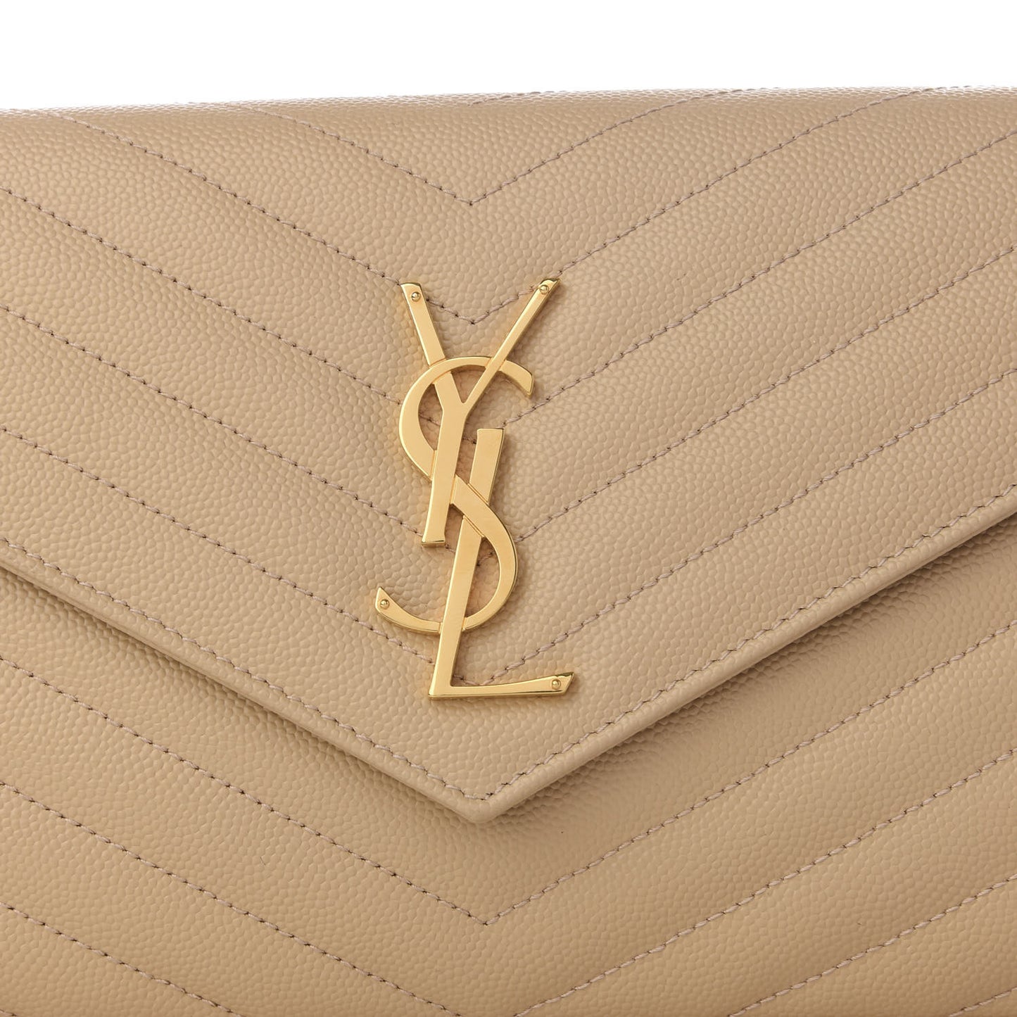 Grain De Poudre Matelasse Chevron Monogram Chain Wallet Nude Powder