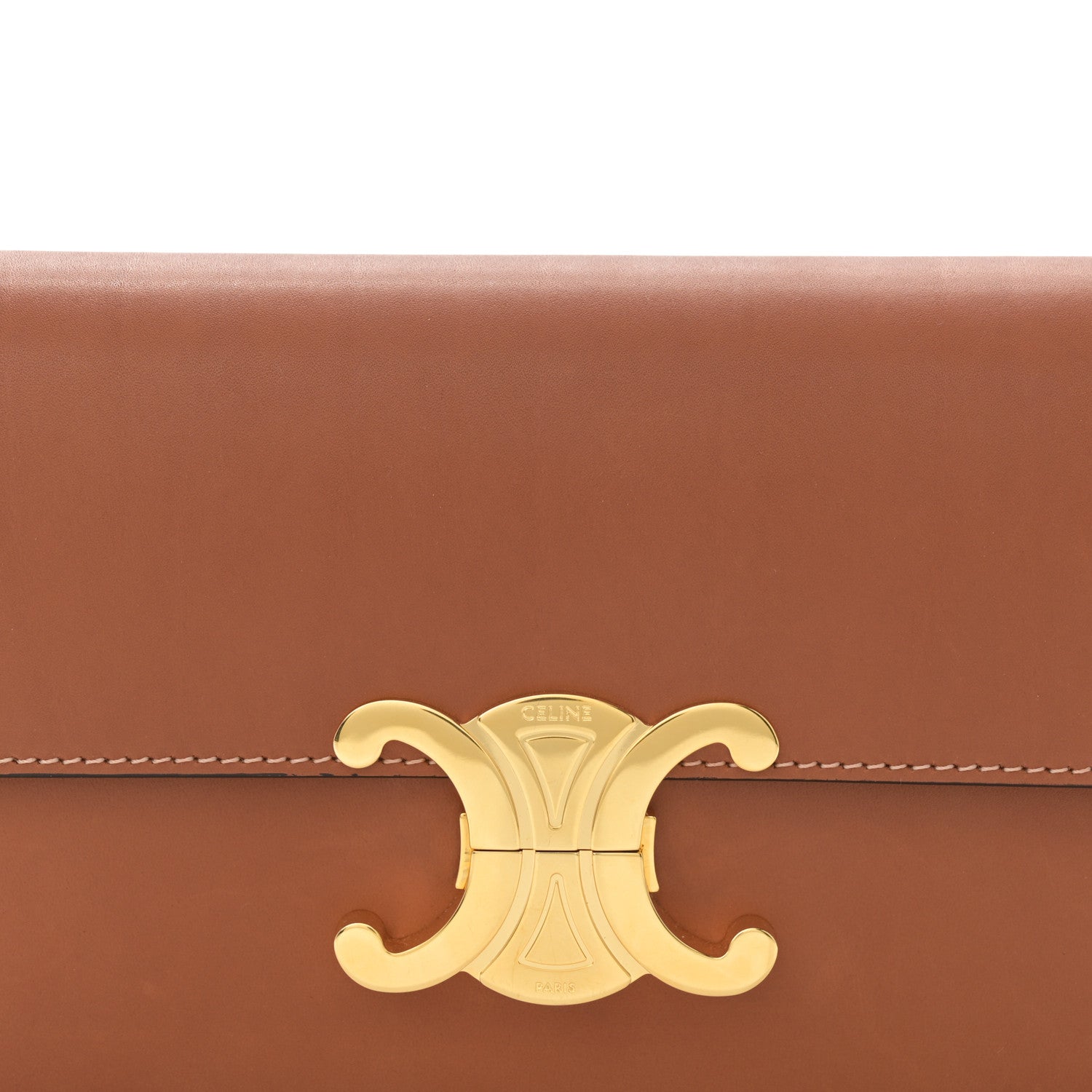 Celine Shiny Calfskin Triomphe Shoulder Bag Tan 9 of 12
