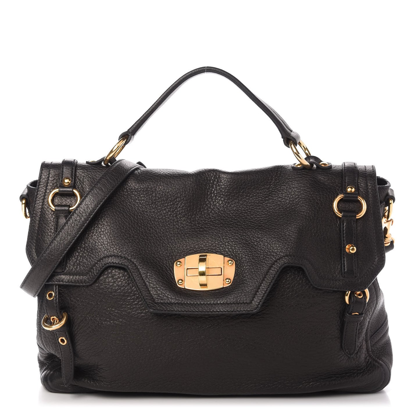 Cervo East-West Flap Satchel Black