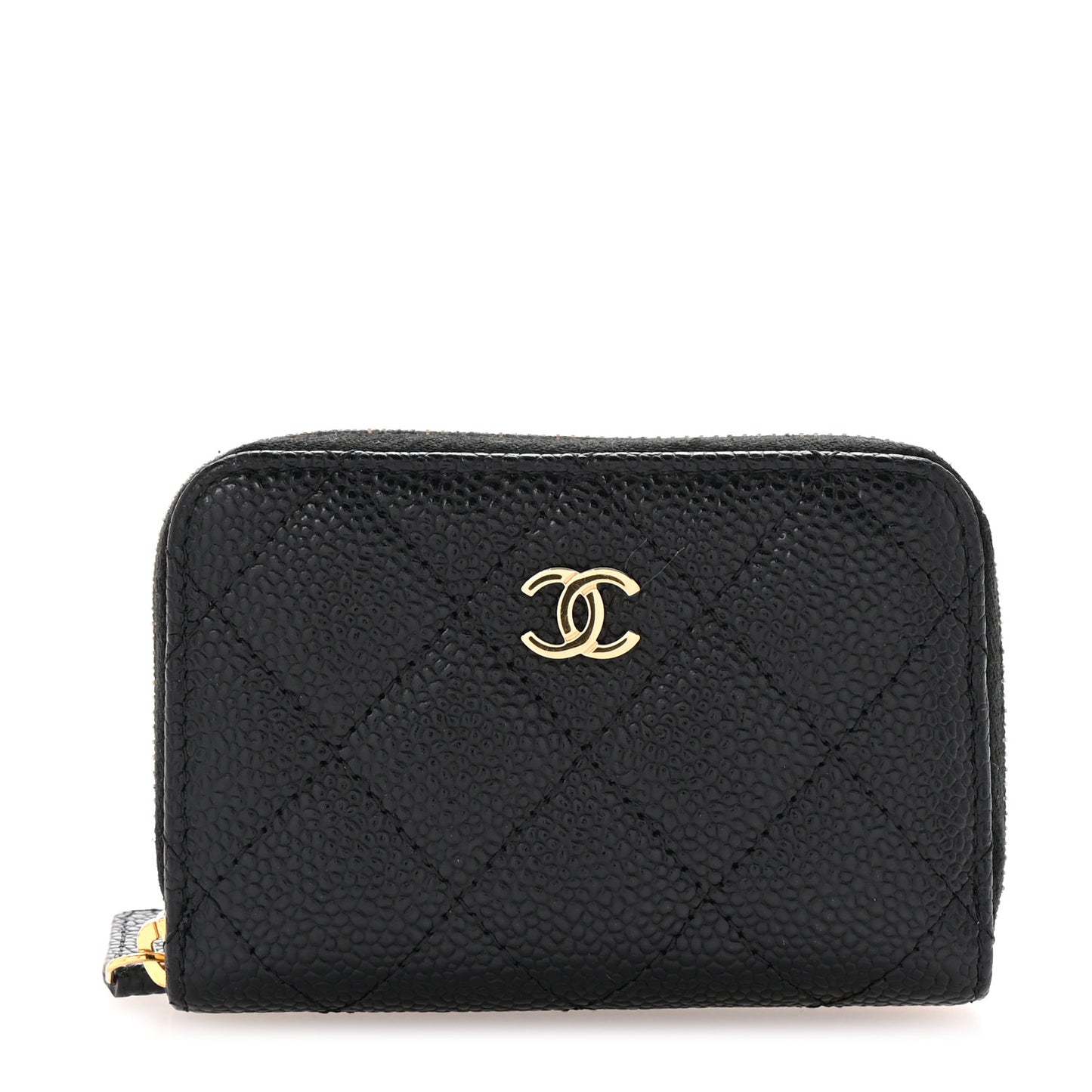 Caviar Quilted Zip Coin Purse Black