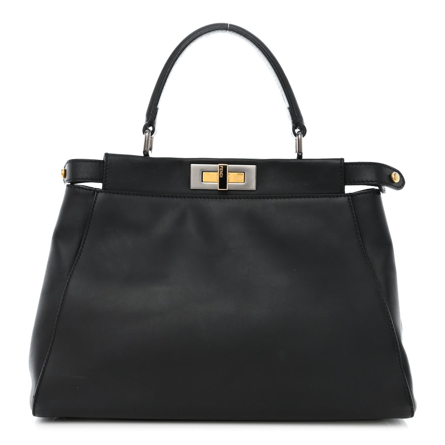 Vitello Suede Medium Peekaboo Iconic Satchel Black