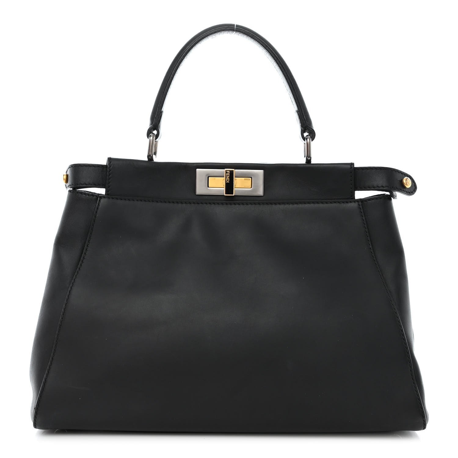 Fendi Vitello Suede Medium Peekaboo Iconic Satchel Black 1 of 16
