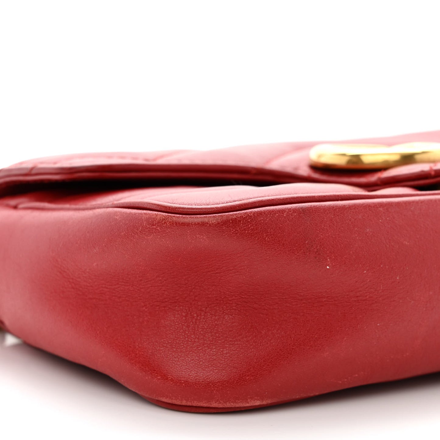 Calfskin Matelasse Super Mini GG Marmont Shoulder Bag Hibiscus Red
