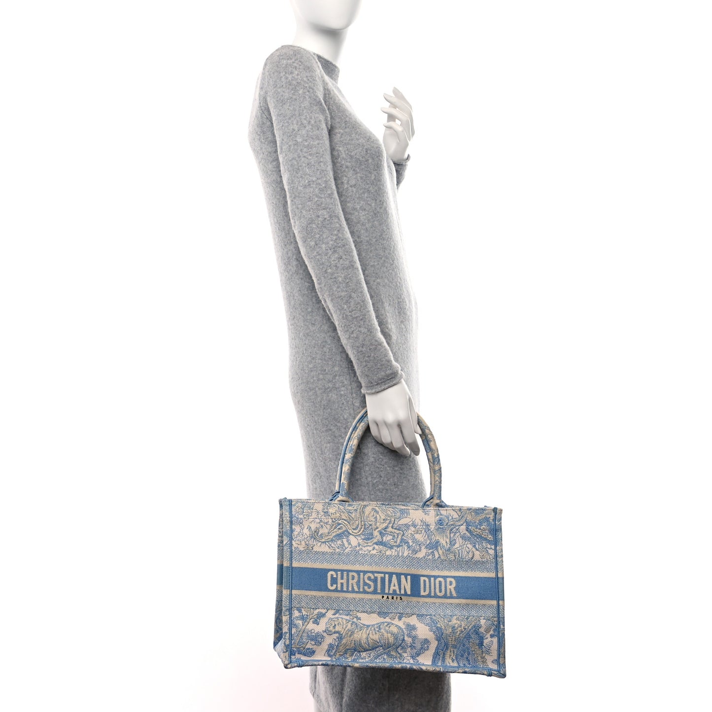 Canvas Embroidered Medium Dioriviera Toile De Jouy Book Tote Light Blue