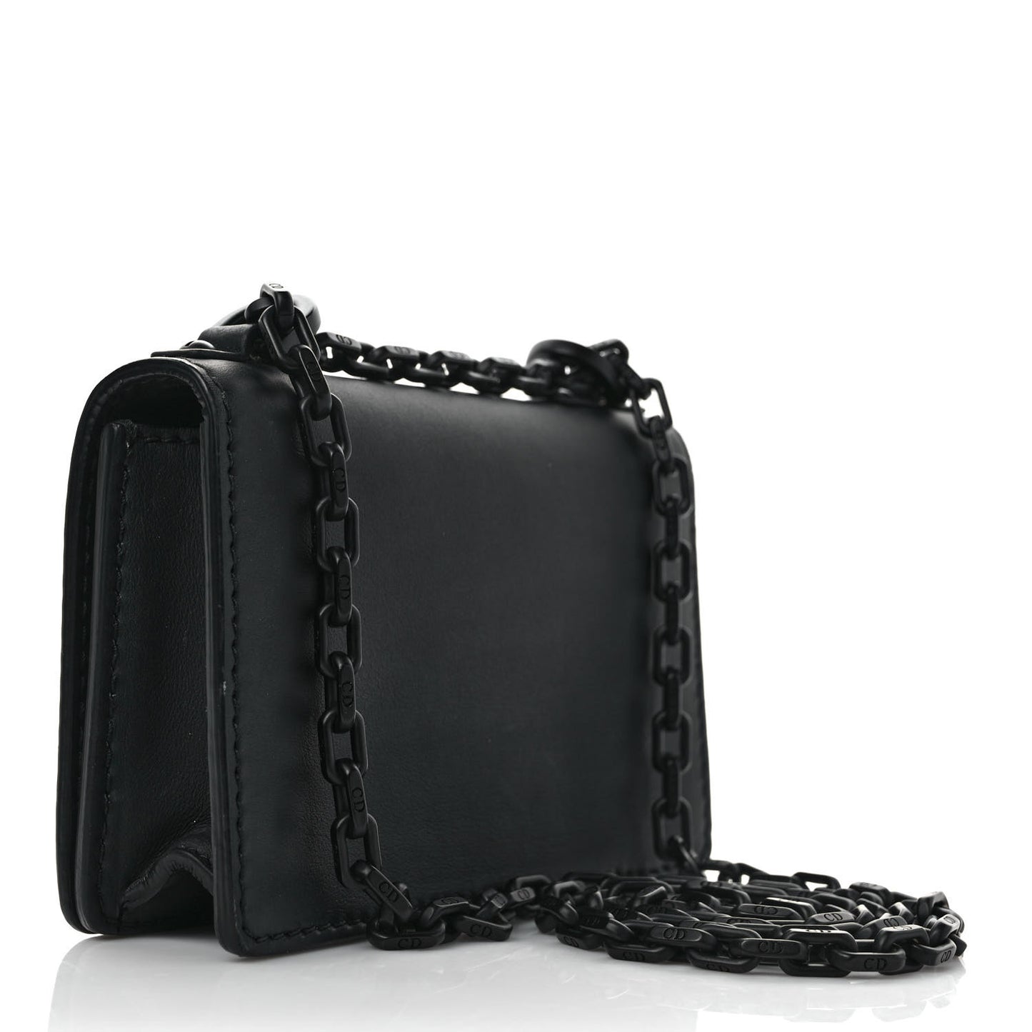 Ultra Matte Calfskin Mini J'Adior Chain Flap Bag Black