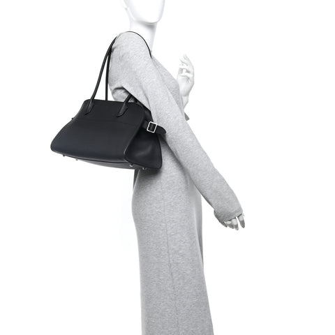 Matte Grained Calfskin Margaux Shoulder 12 Black