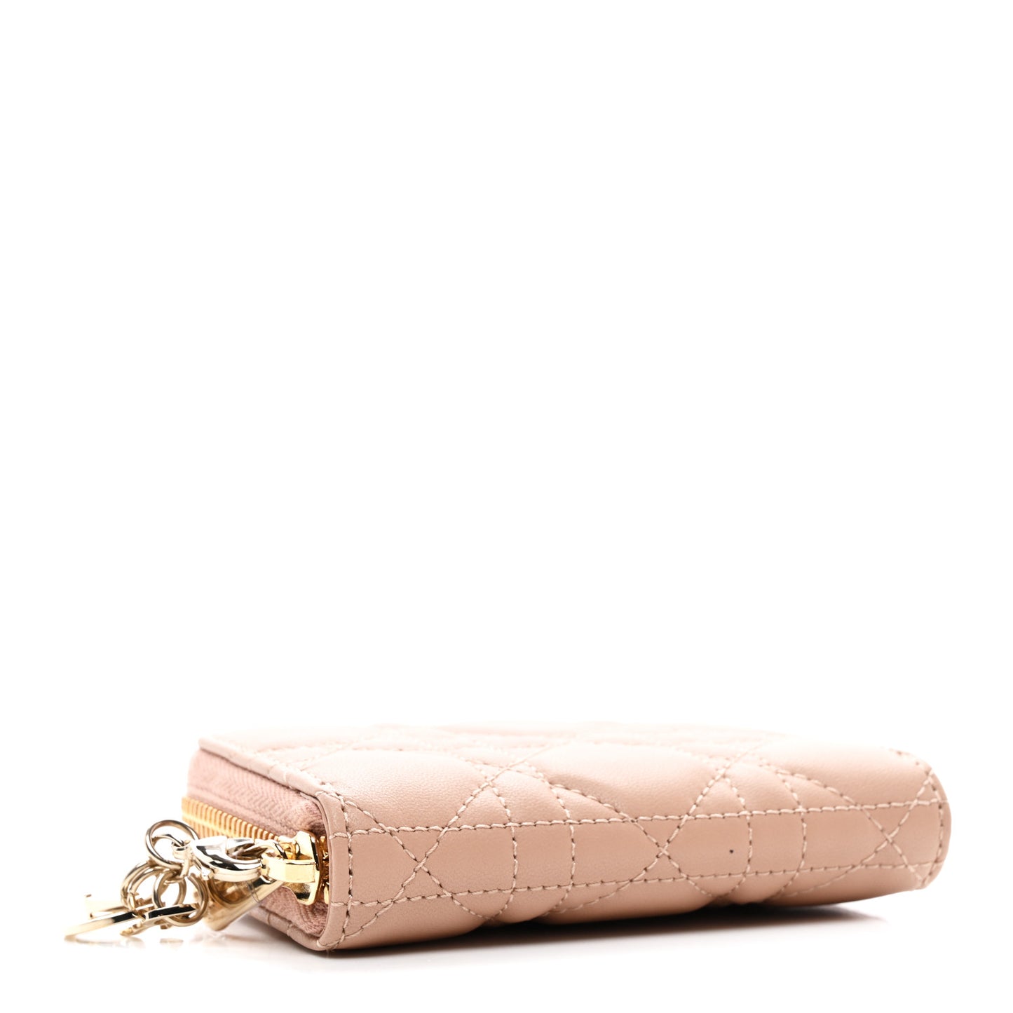 Lambskin Cannage Small Lady Dior Voyageur Coin Purse Rose Des Vents