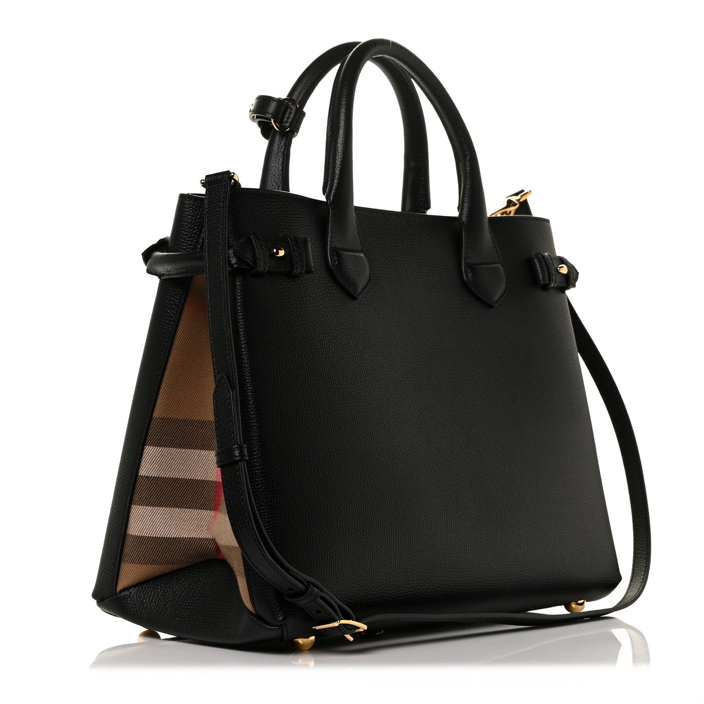 Derby Calfskin House Check Medium Banner Tote Black