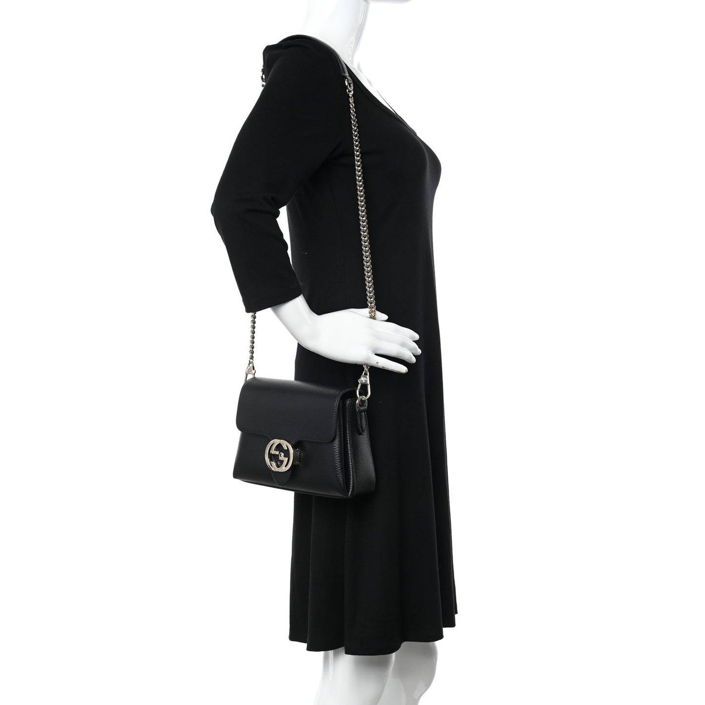 Dollar Calfskin Interlocking G Crossbody Bag Black