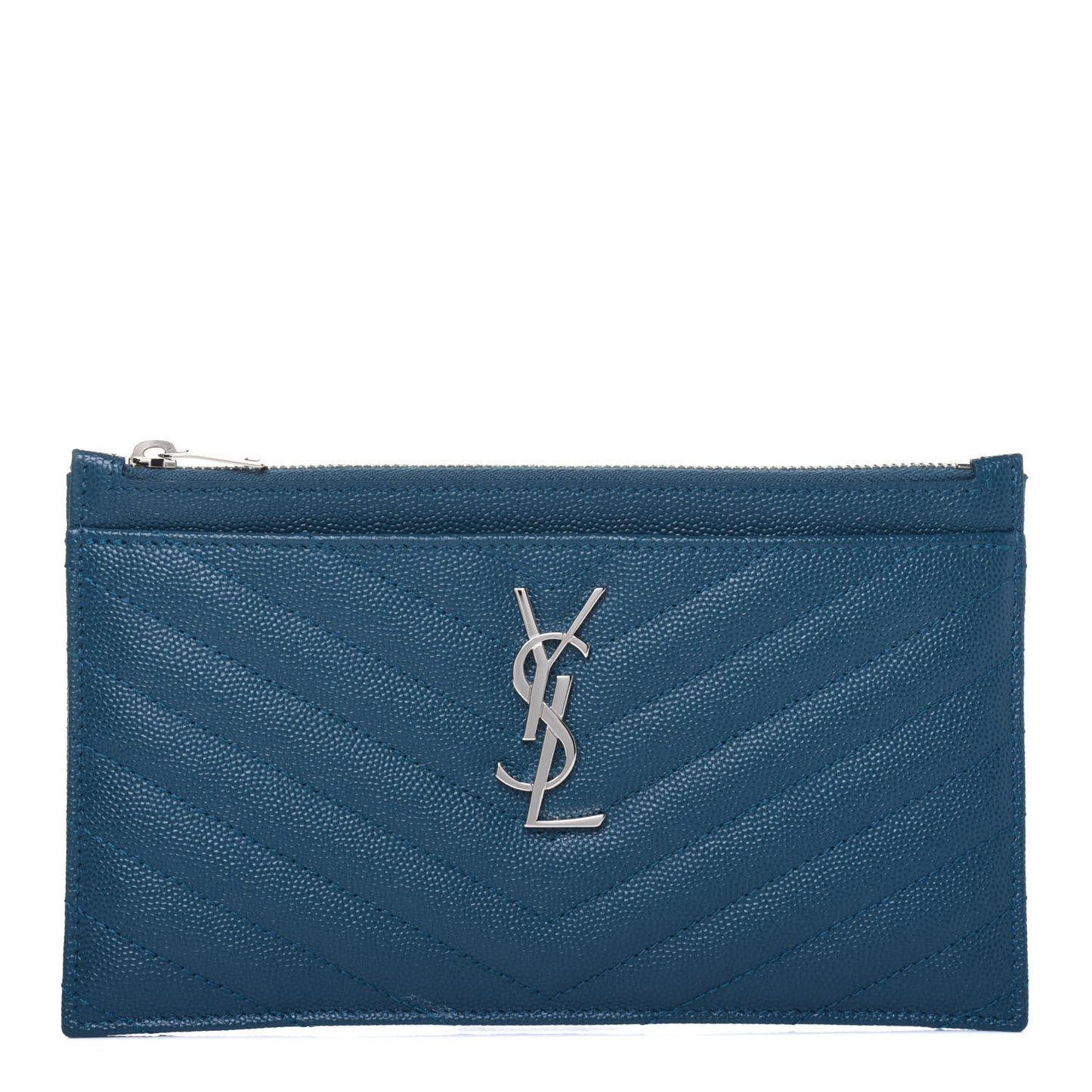Grain De Poudre Matelasse Chevron Monogram Bill Pouch Peacock Green