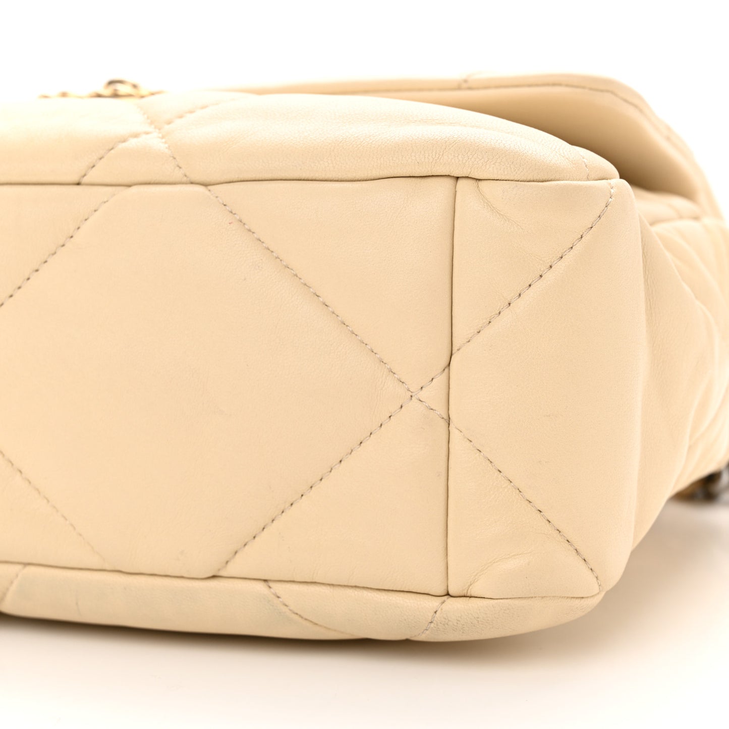 Lambskin Quilted Large Chanel 19 Flap Beige