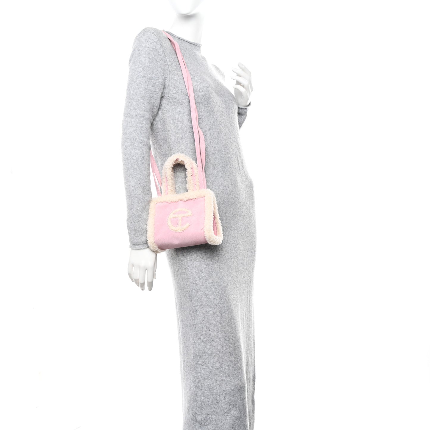 X UGG Suede Shearling Small Shopping Bag Pink