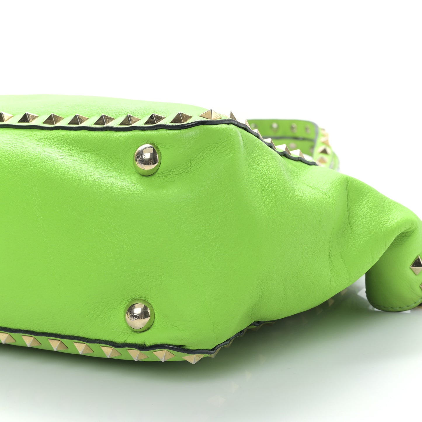 Vitello Small Rockstud Tote Green Fluo