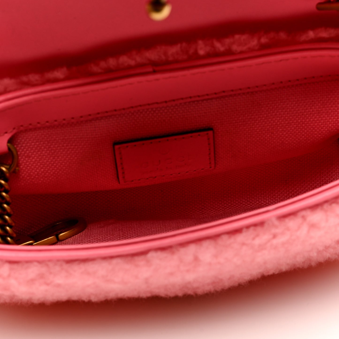 Shearling Matelasse Super Mini GG Marmont Shoulder Bag Lotus Pink