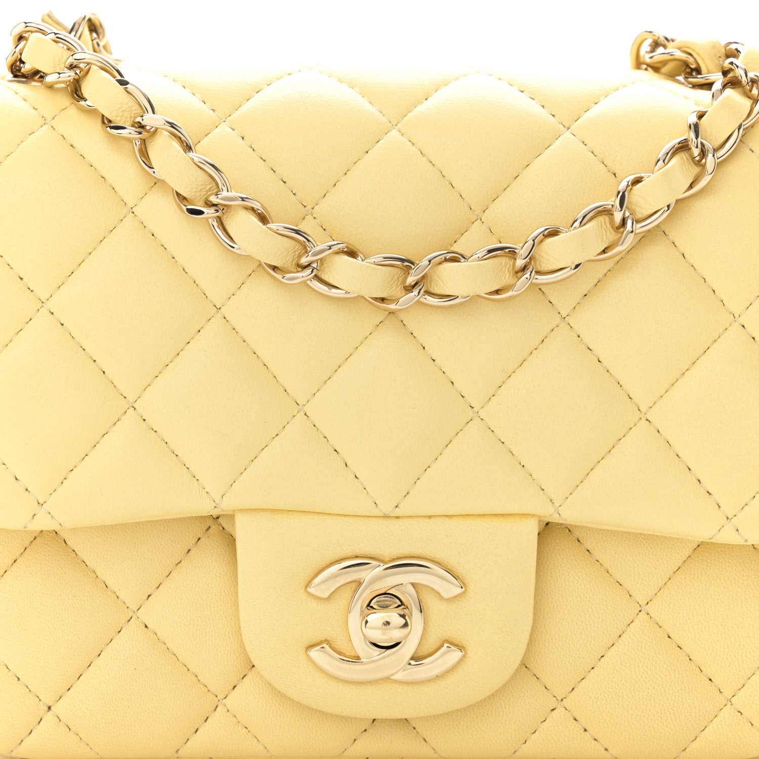 Chanel Lambskin Quilted Mini Square Flap Light Yellow 8 of 11