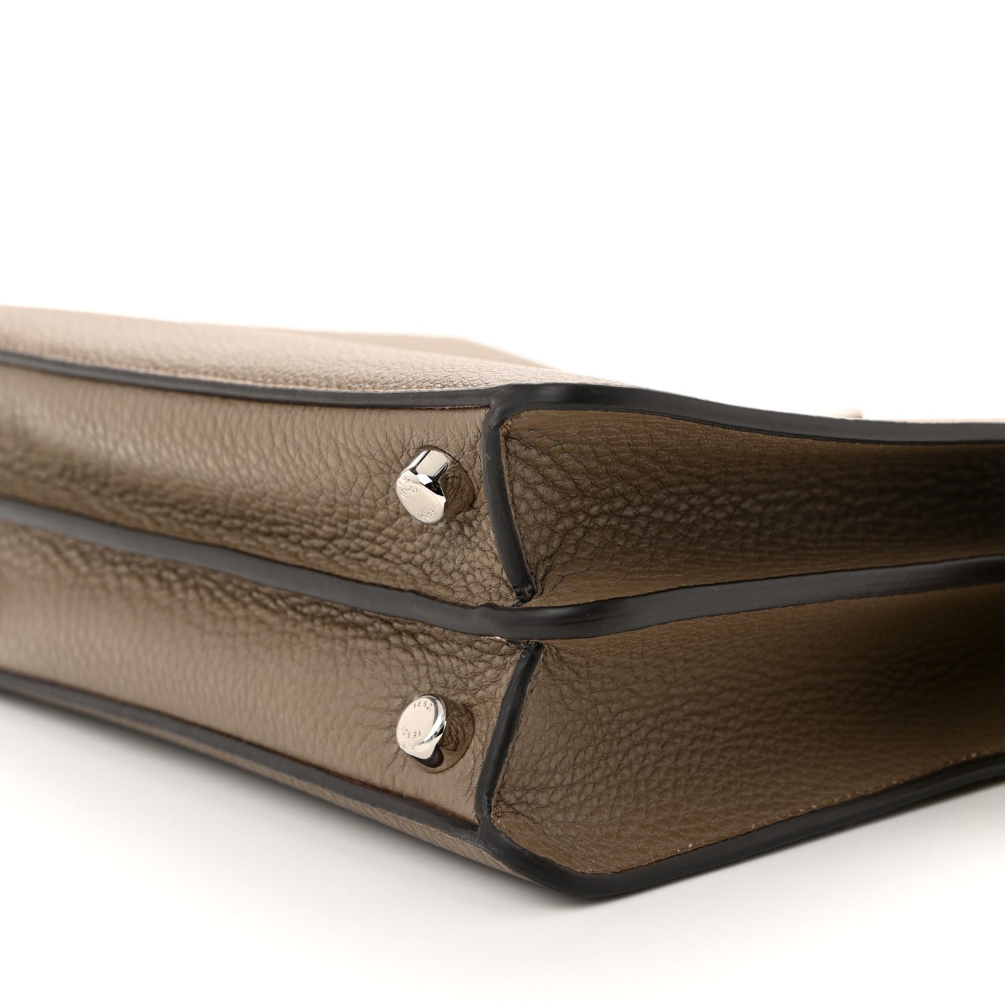Cuoio Romano Vitello Cover Glazed Fabric Bi-Color FF 1974 Mini Peekaboo I SEE U Satchel Tartufo Banana Tobacco Moro