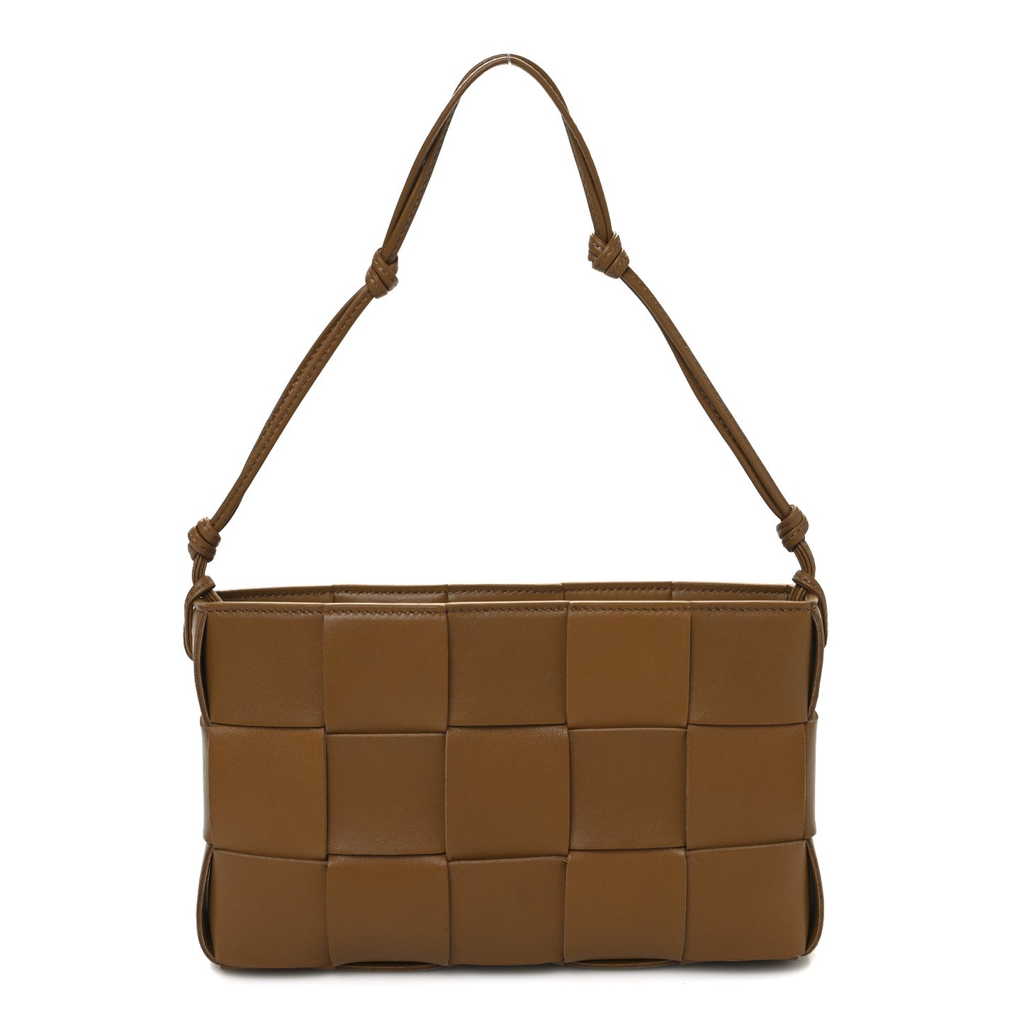 Calfskin Maxi Intrecciato Cassette Pouch On Strap Camel
