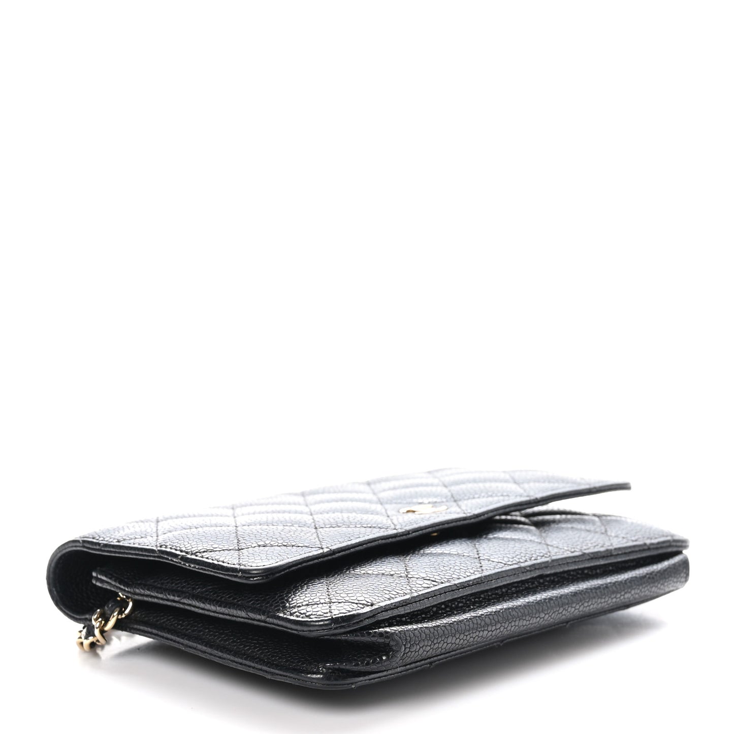 Caviar Quilted Wallet on Chain WOC Black