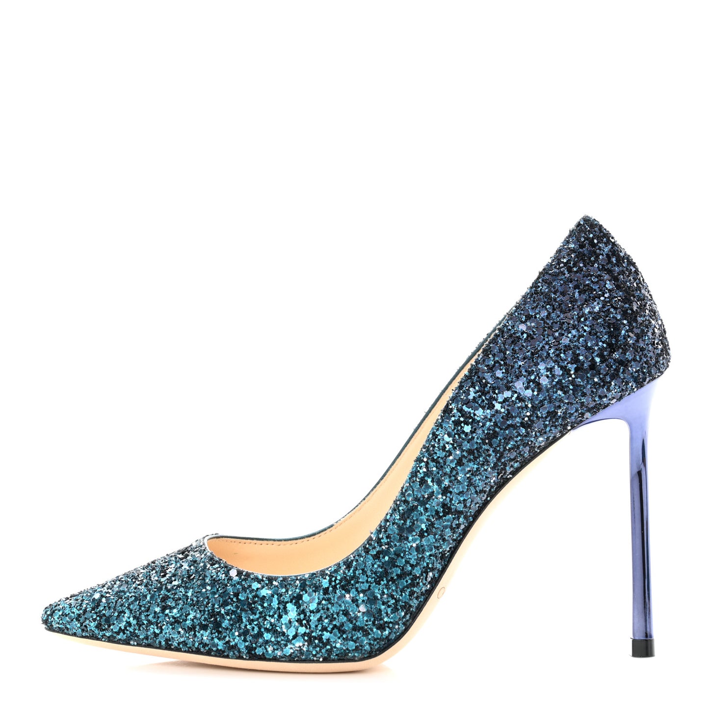 Coarse Glitter Degrade Pointy Toe Romy 100 Pumps 35.5 Peacock Navy