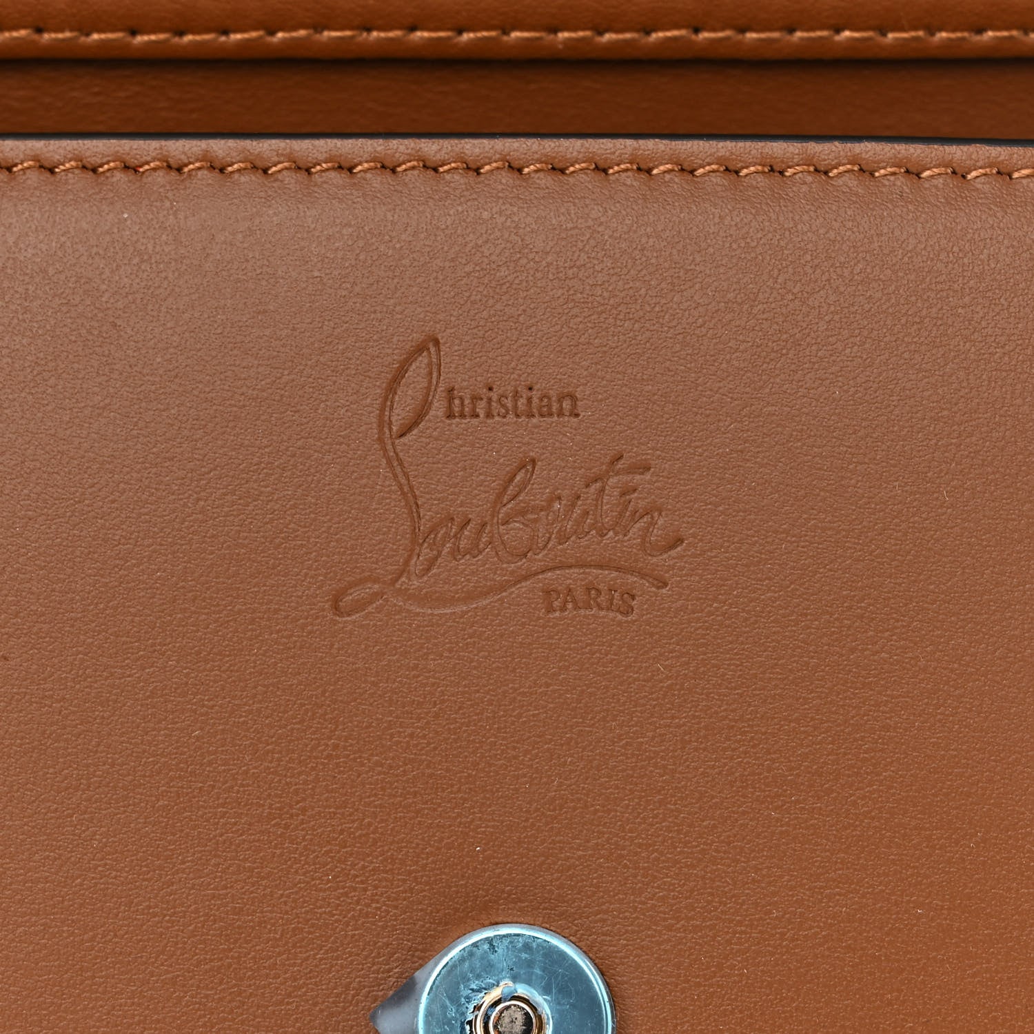 Christian Louboutin Metallic Calfskin Loubi54 Crossbody Clutch Biscotto 6 of 10