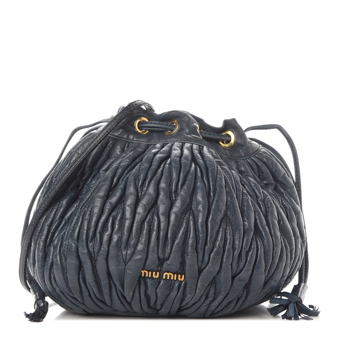 Nappa Matelasse Small Bucket Bag Denim