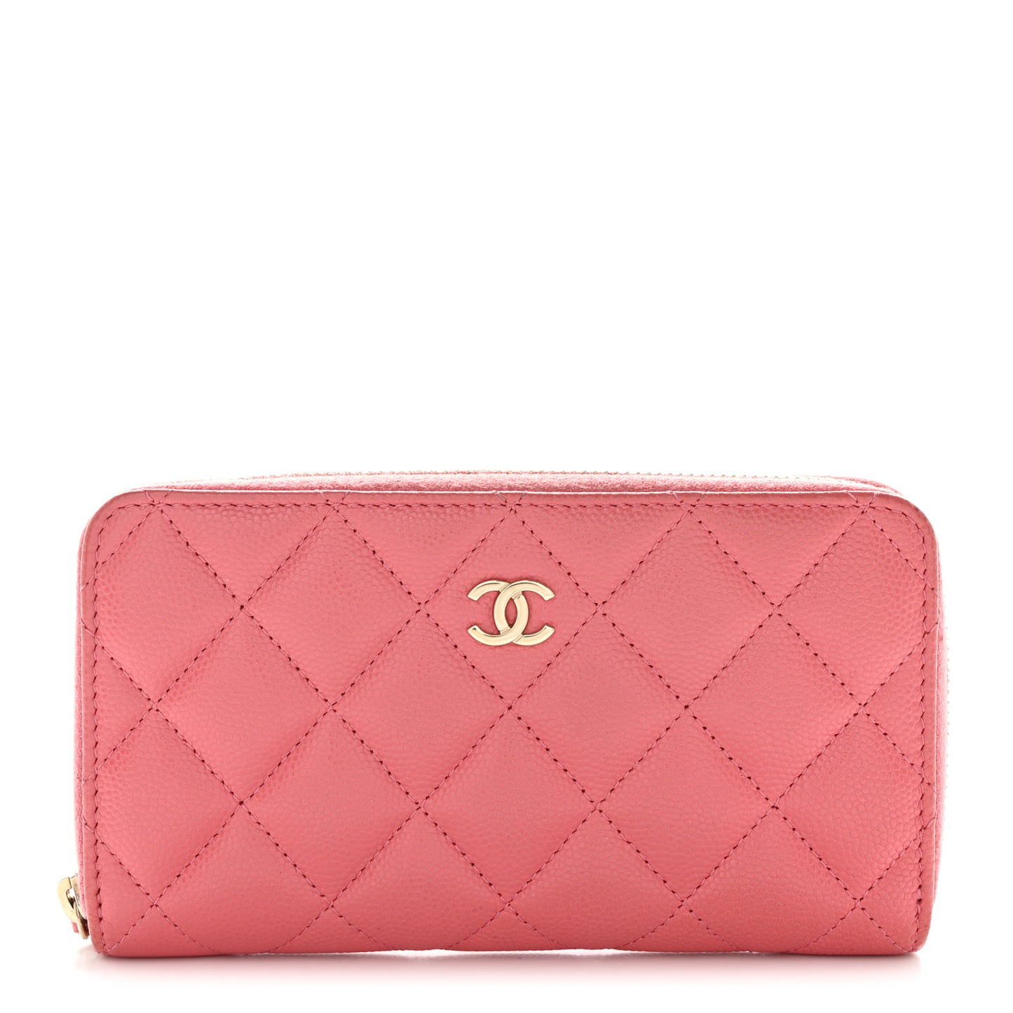 Caviar Quilted Medium Zip Around Wallet Dark Pink