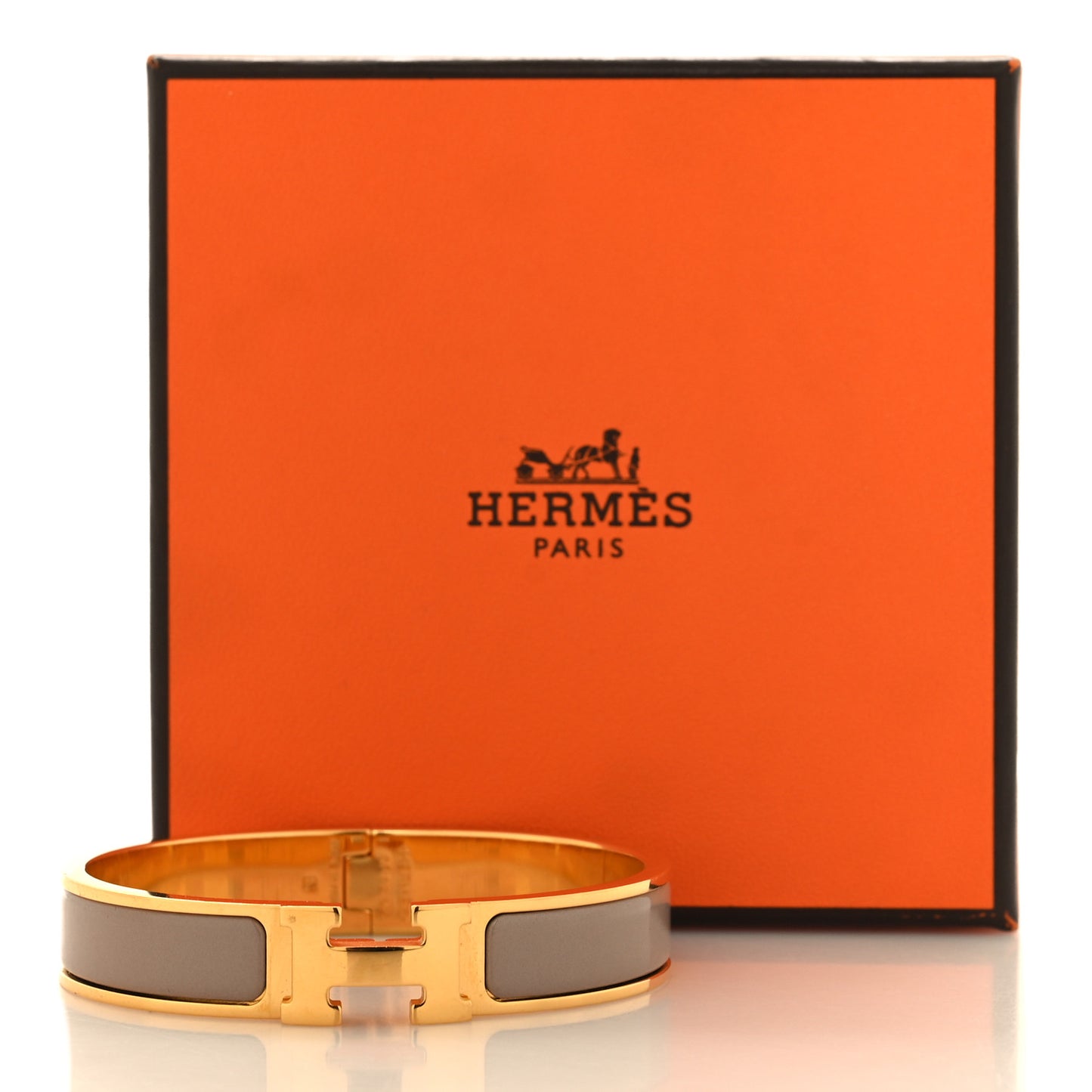 Enamel Narrow Clic Clac H Bracelet GM Marron Glace