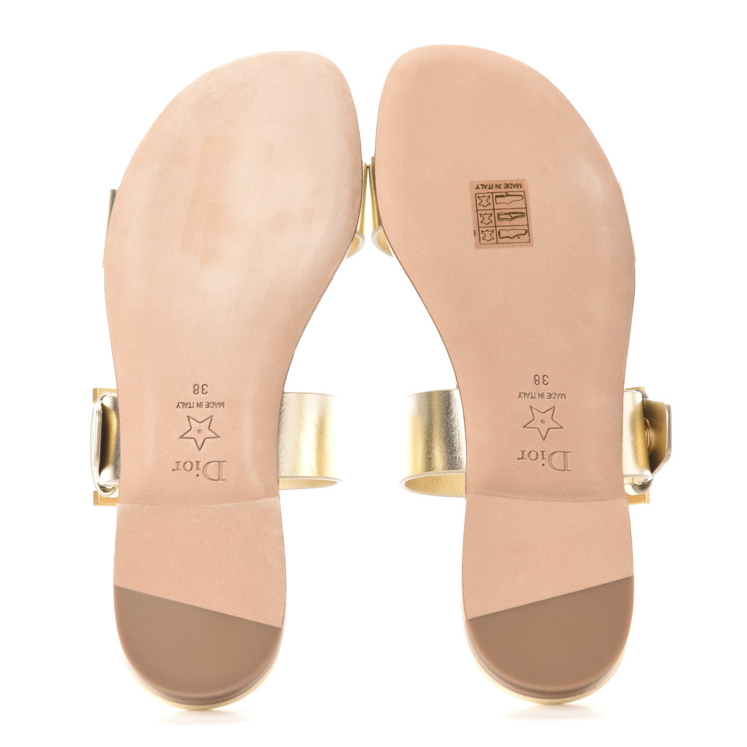 Christian Dior Laminated Calfskin D-Dior Slide Sandals 38 Pale Gold 5 of 8