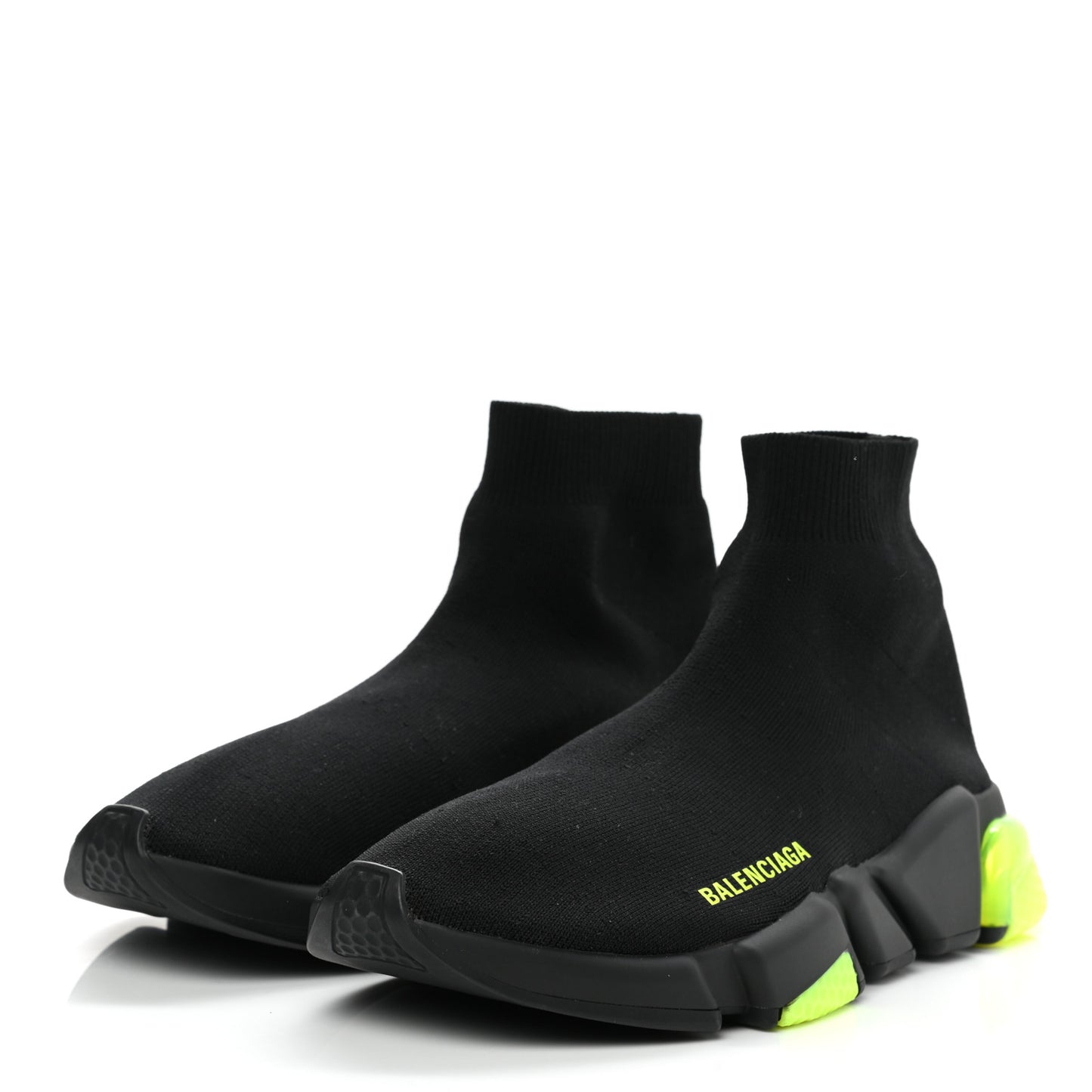 Neoprene Knit Mens Speed Clear Sole Sneakers 41 Black Yellow Fluo