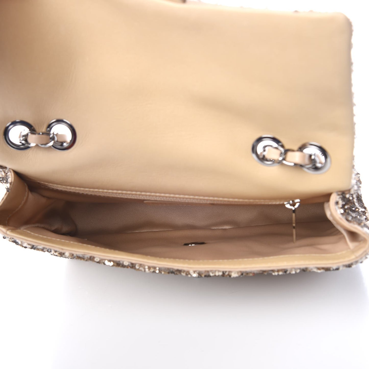 Sequin Quilted Medium Single Flap Gold