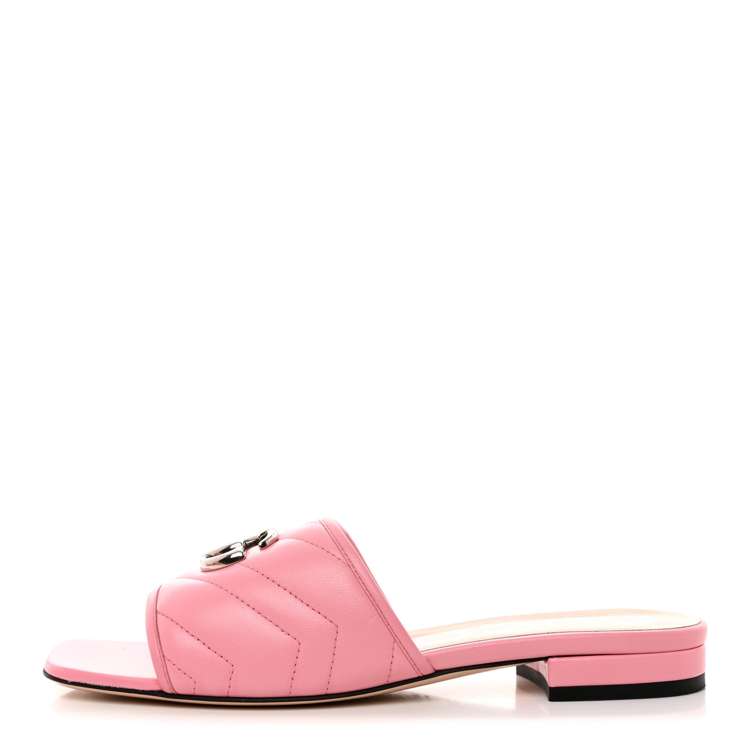 Gucci Nappa Matelasse GG Marmont Flat Slide Sandals 37.5 Wild Rose 1 of 8
