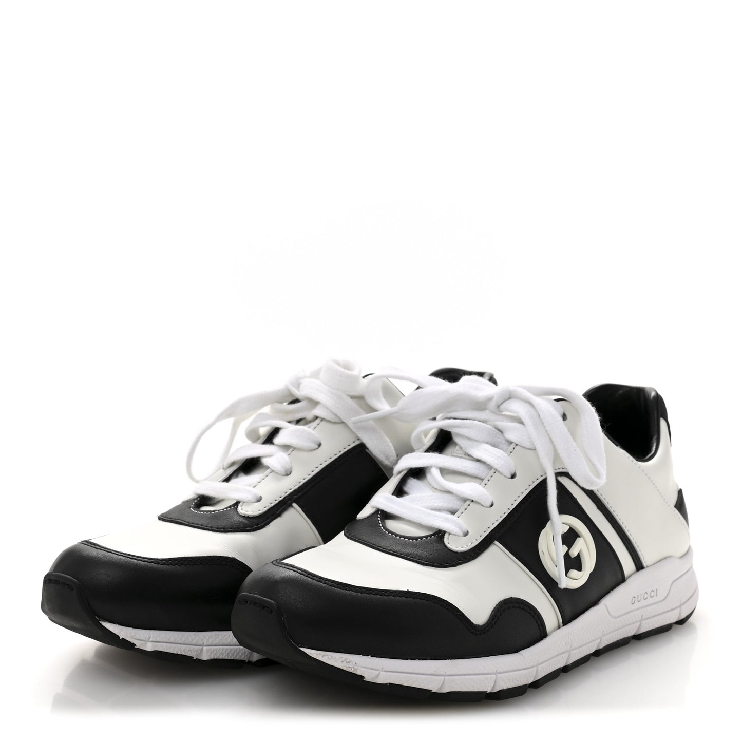 Calfskin Womens Interlocking G Sneakers 35.5 Black White