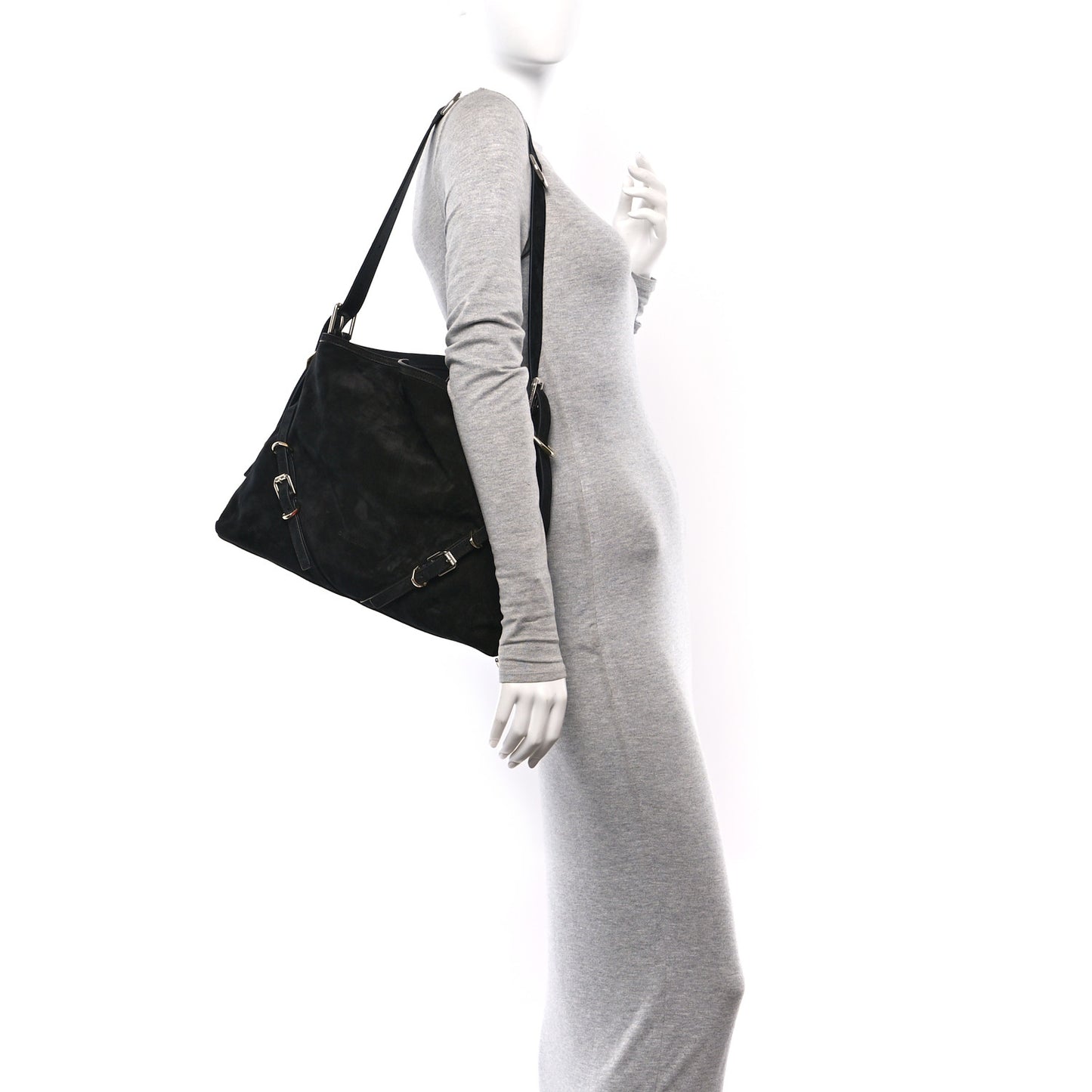 Suede Medium Voyou Bag Black