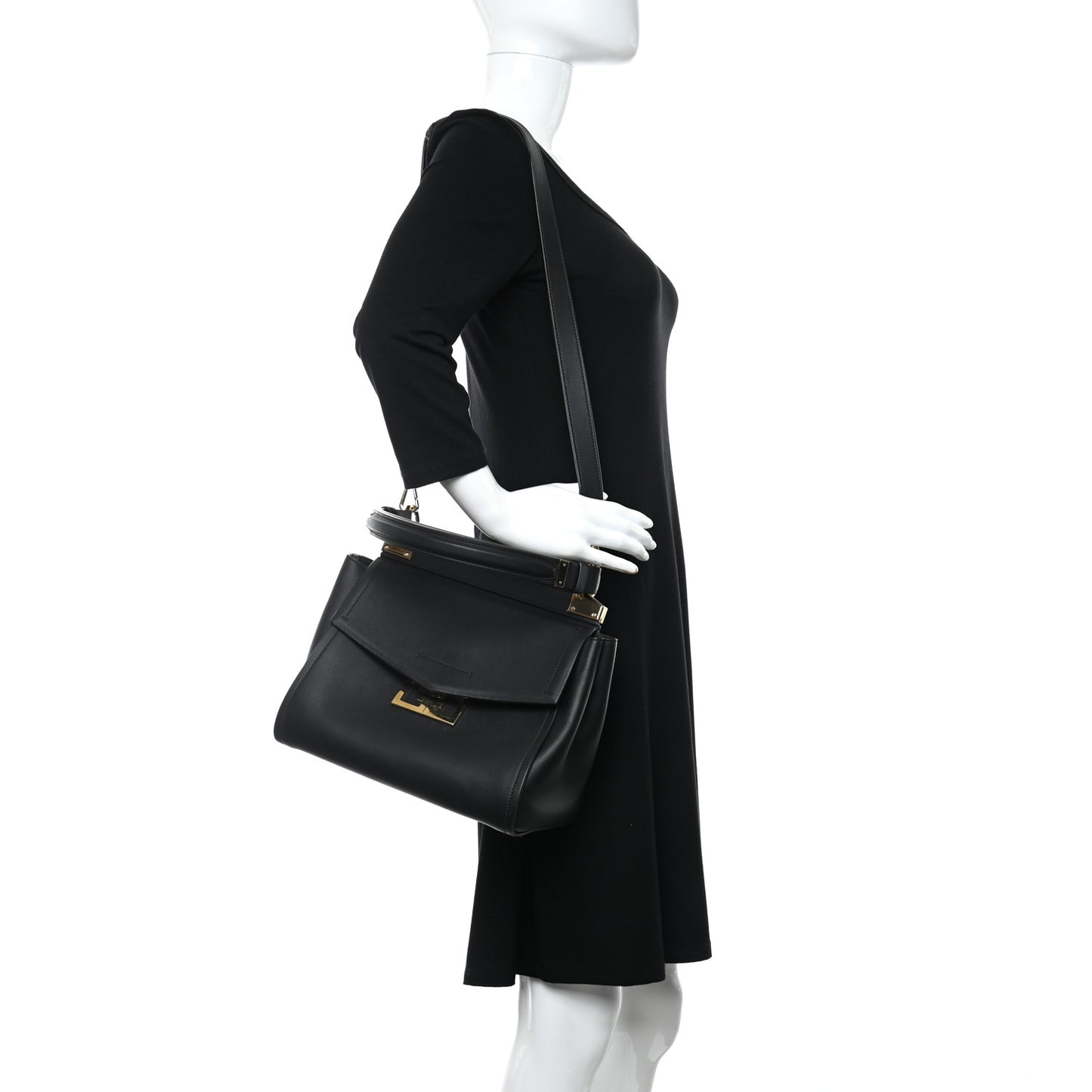 Calfskin Small Mystic Shoulder Bag Black