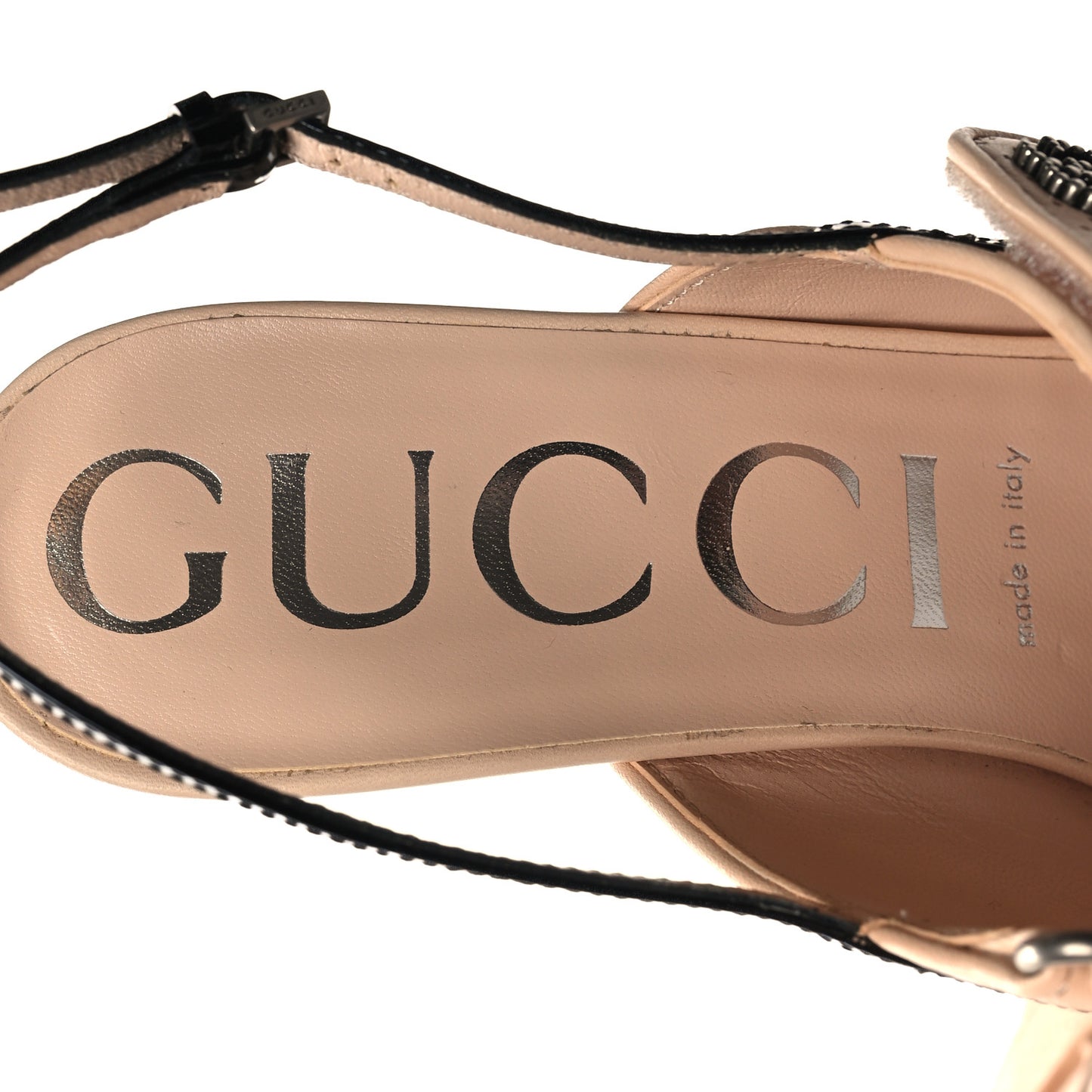Malaga Kid Mini Double G Perforated Womens Slingback Sandals 39.5 Skin Rose