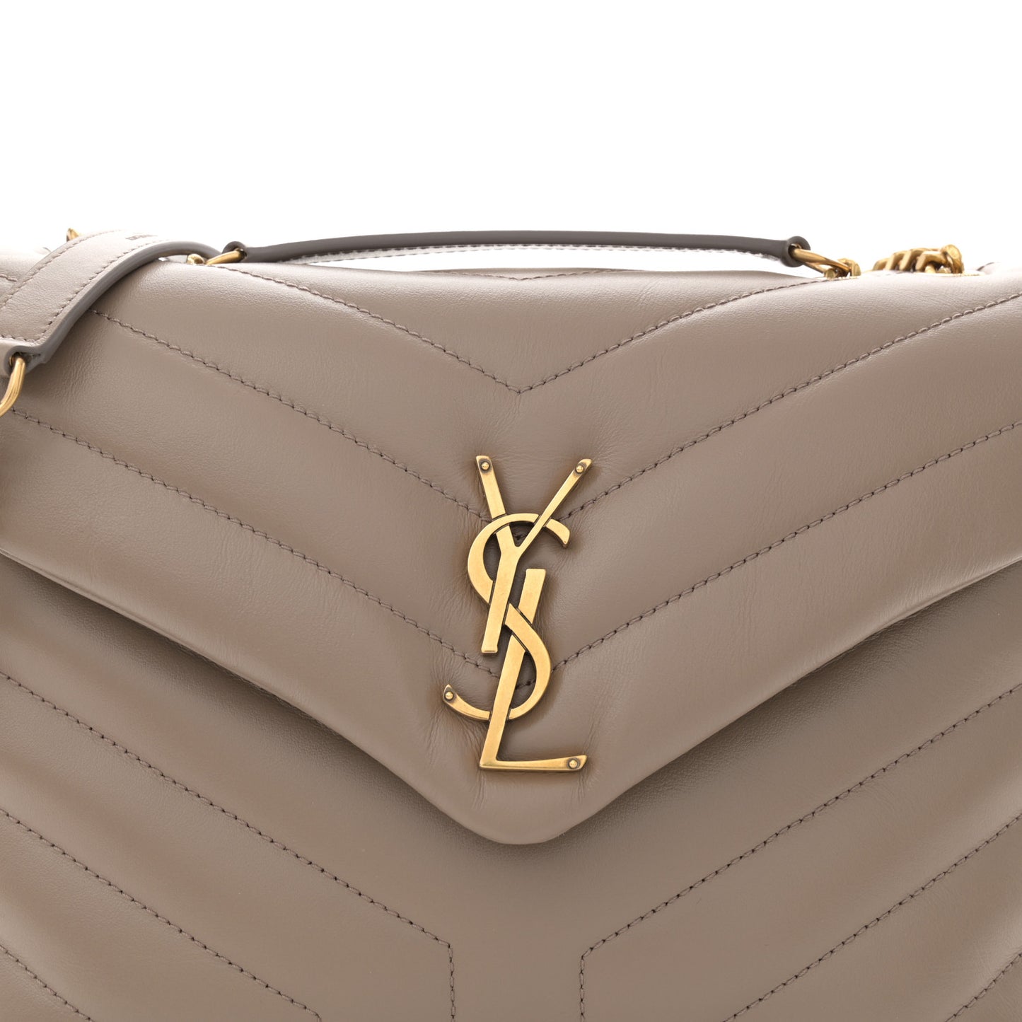 Calfskin Y Quilted Monogram Small Loulou Chain Satchel Taupe