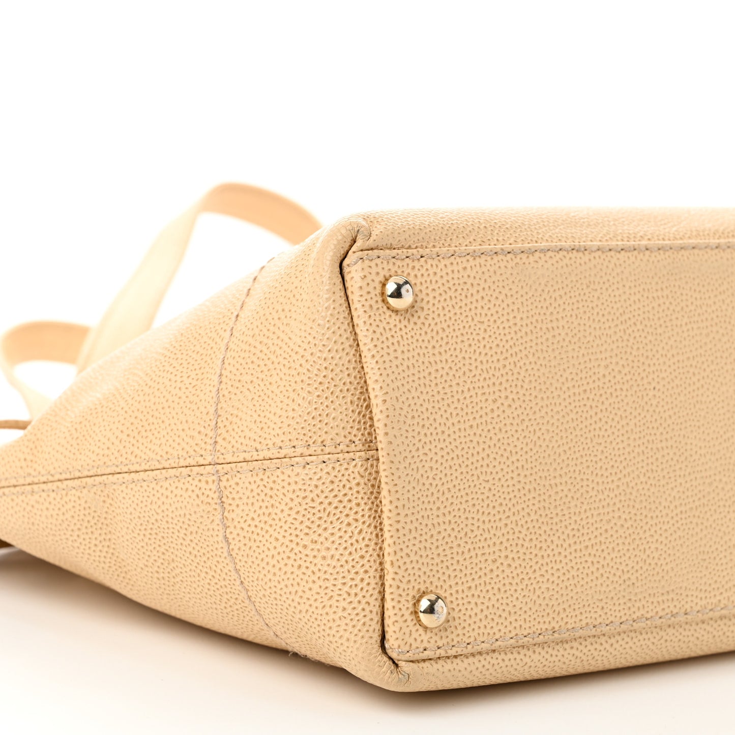 Caviar Wood CC Drawstring Bucket Bag Beige