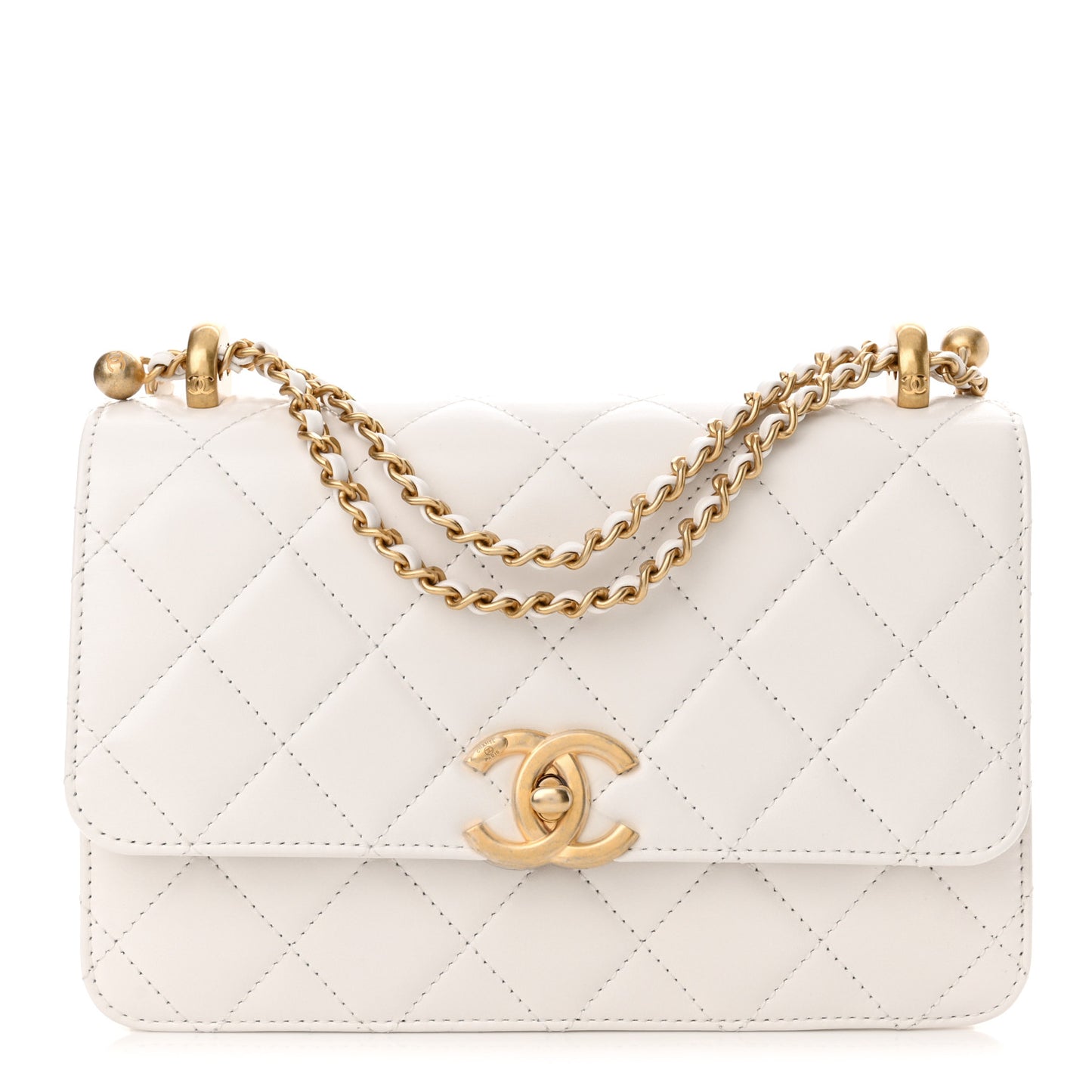 Calfskin Quilted Perfect Fit Flap White