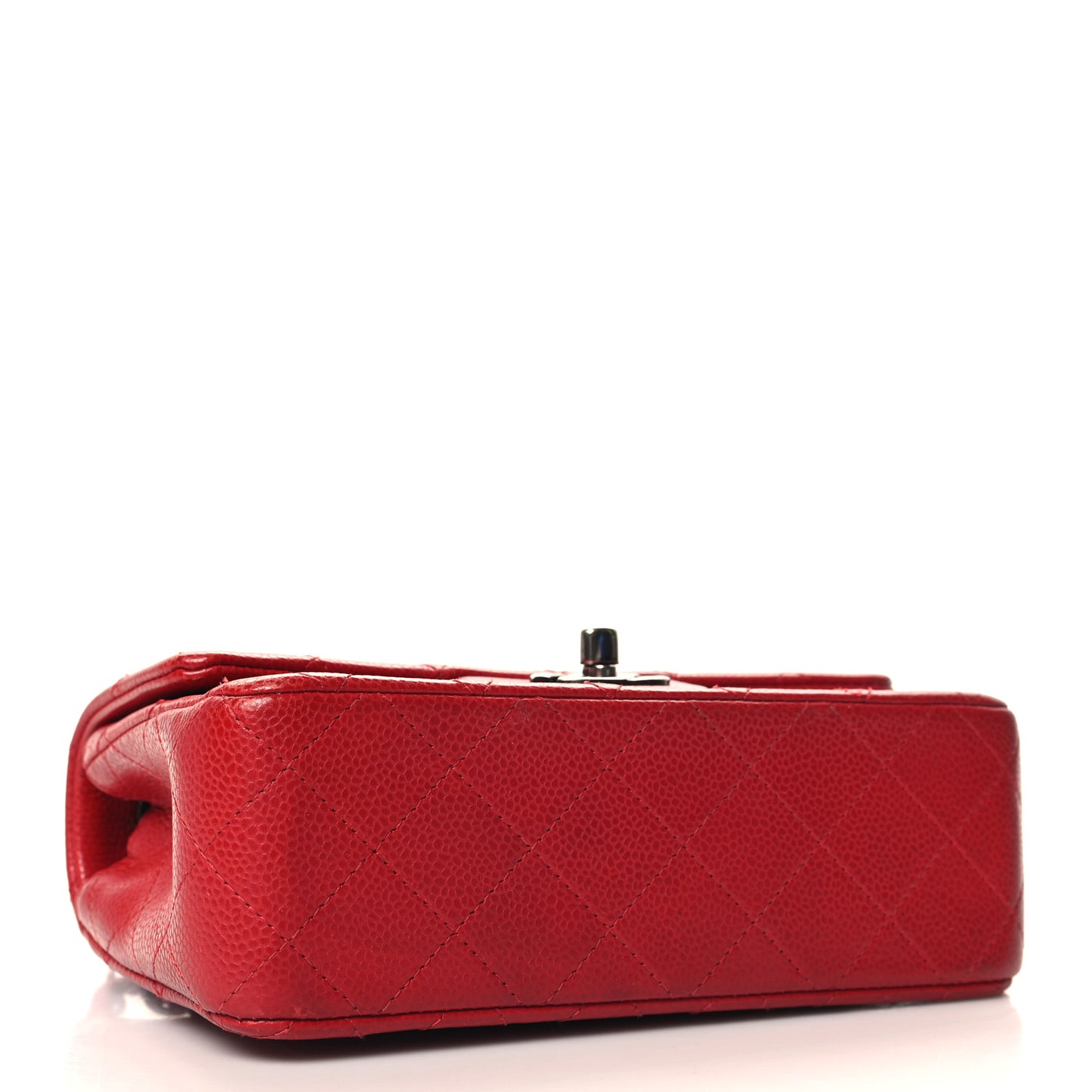 Caviar Quilted Mini Rectangular Flap Red