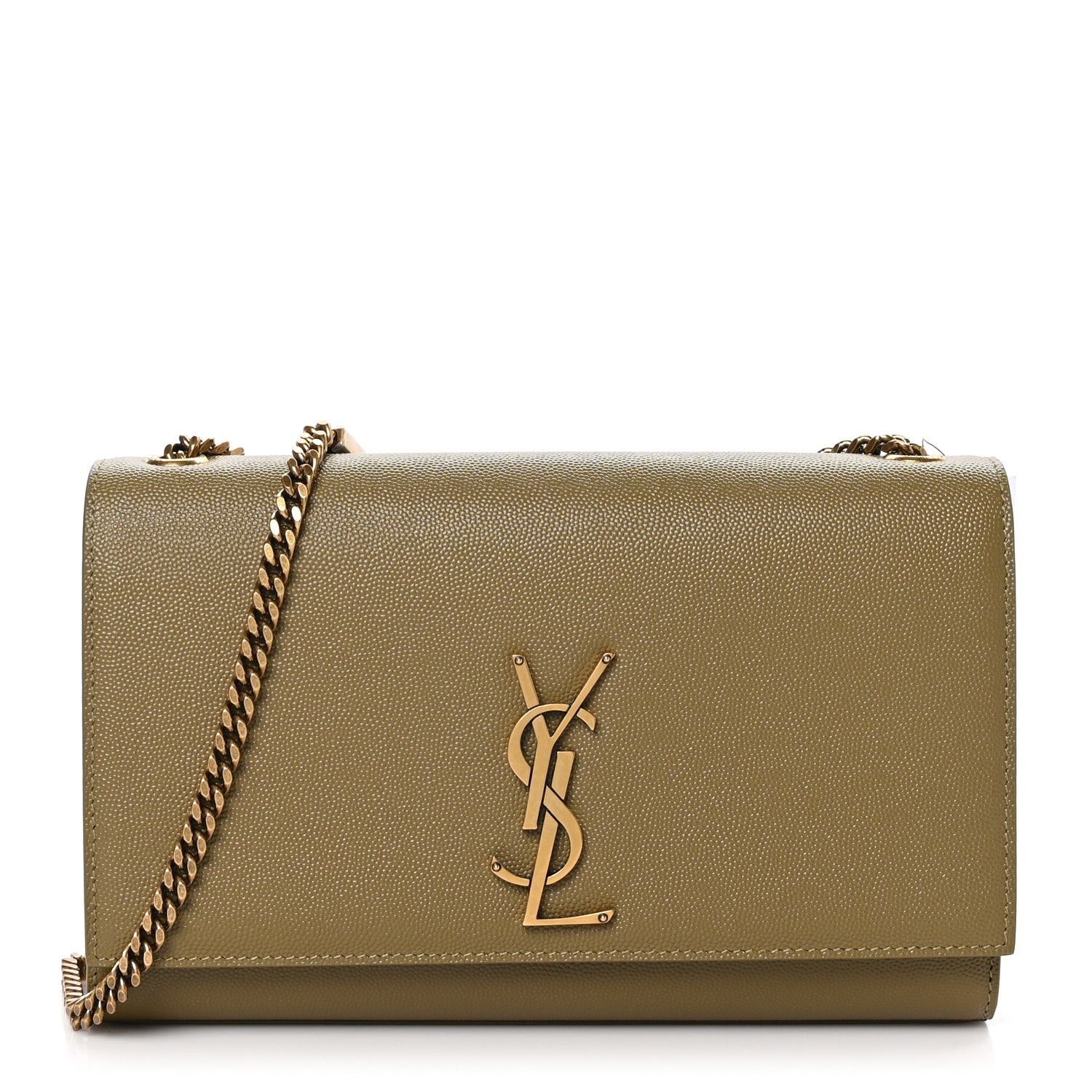 Saint Laurent Grain De Poudre Medium Monogram Kate Satchel Hazel Green 1 of 10