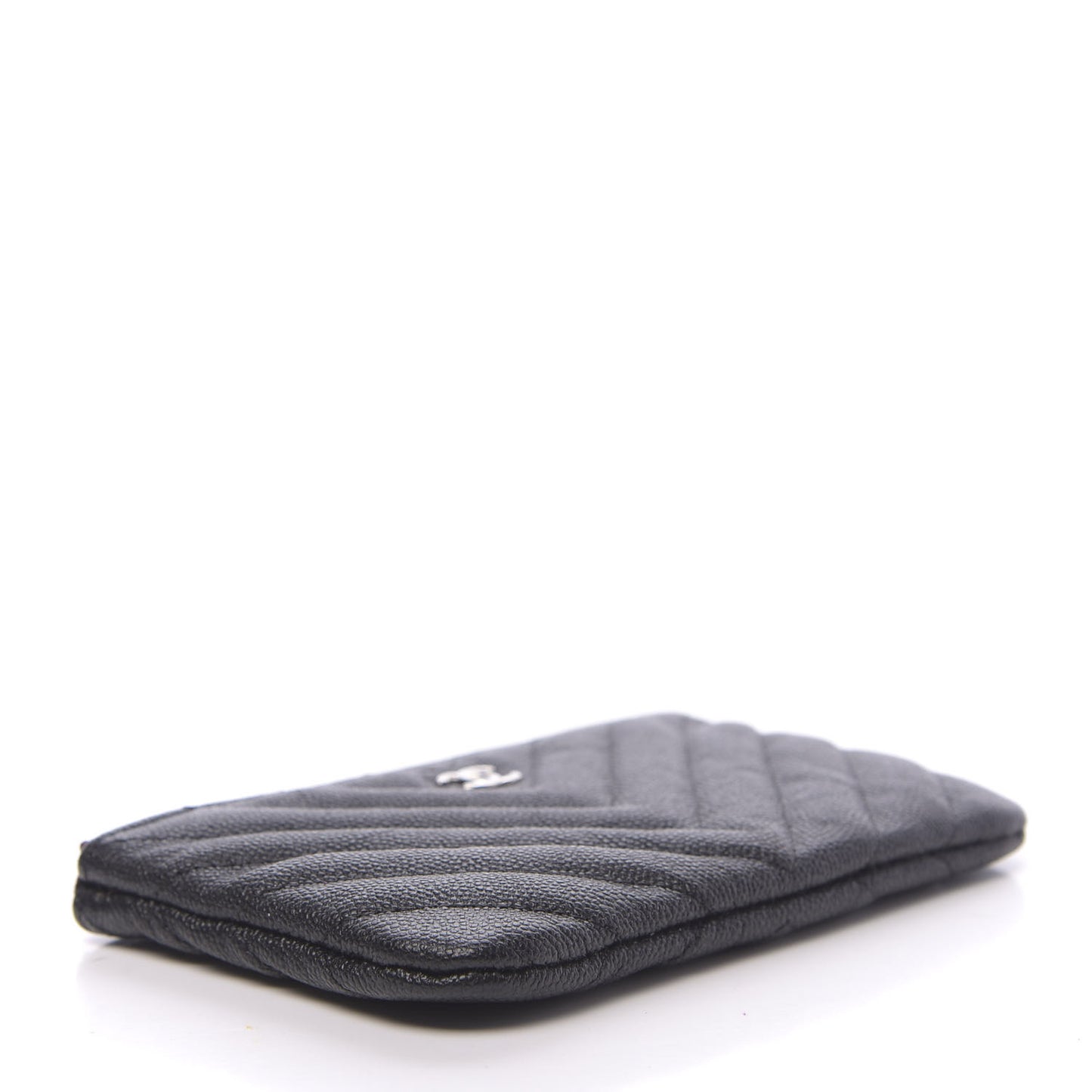 Caviar Chevron Quilted Small Cosmetic Case Black