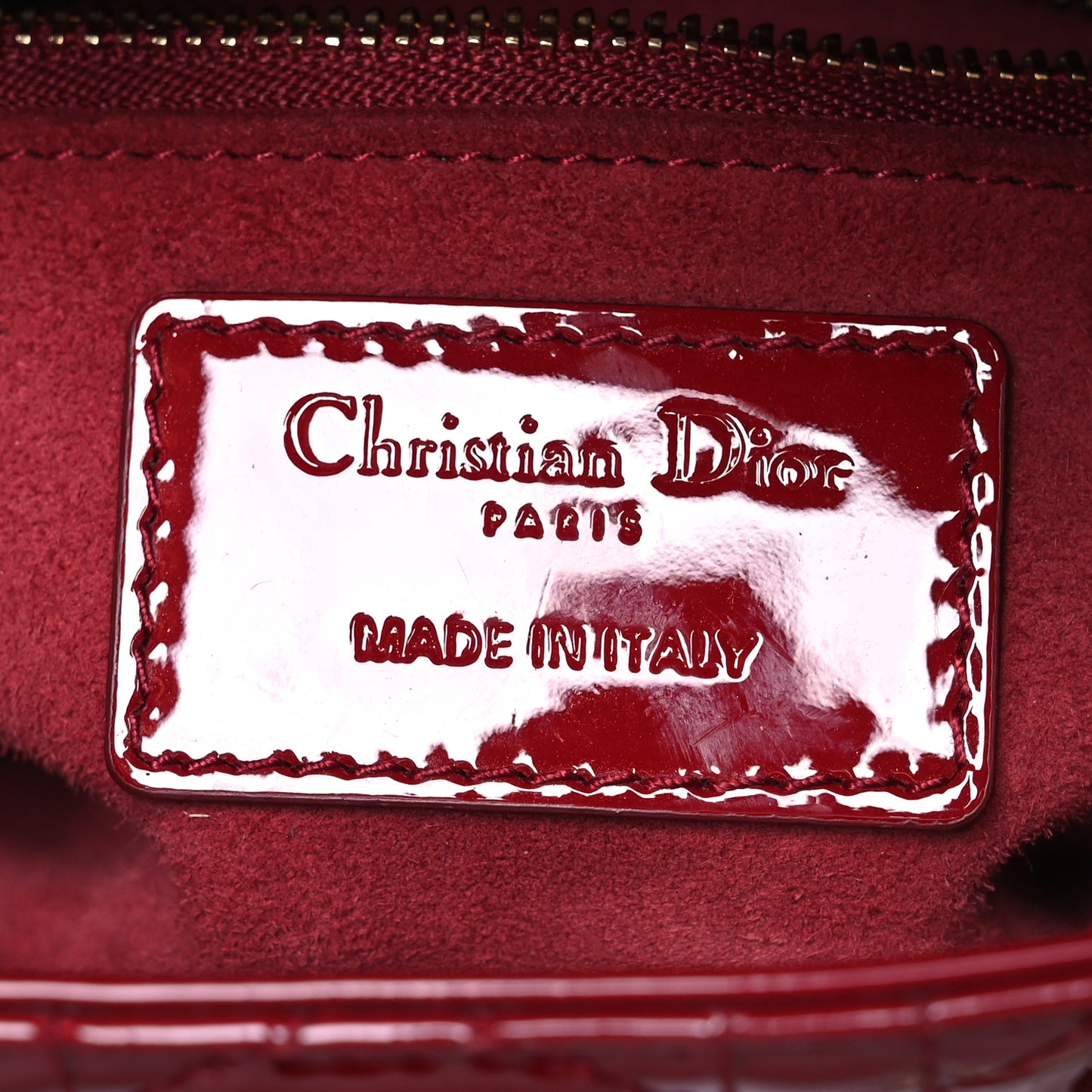 Patent Cannage Mini Lady Dior Red