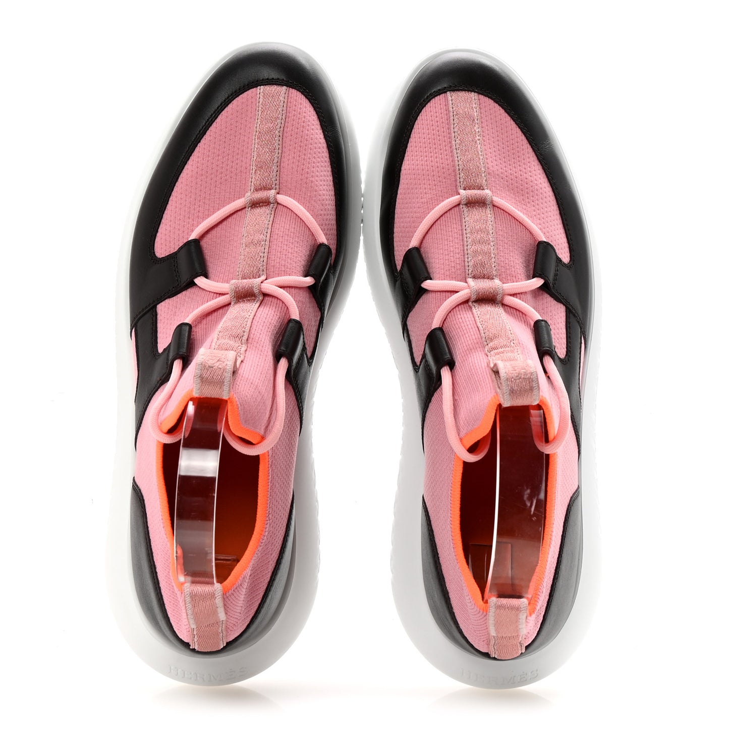 Technical Canvas Calfskin Mens Duel Sneakers 43 Pink Brown