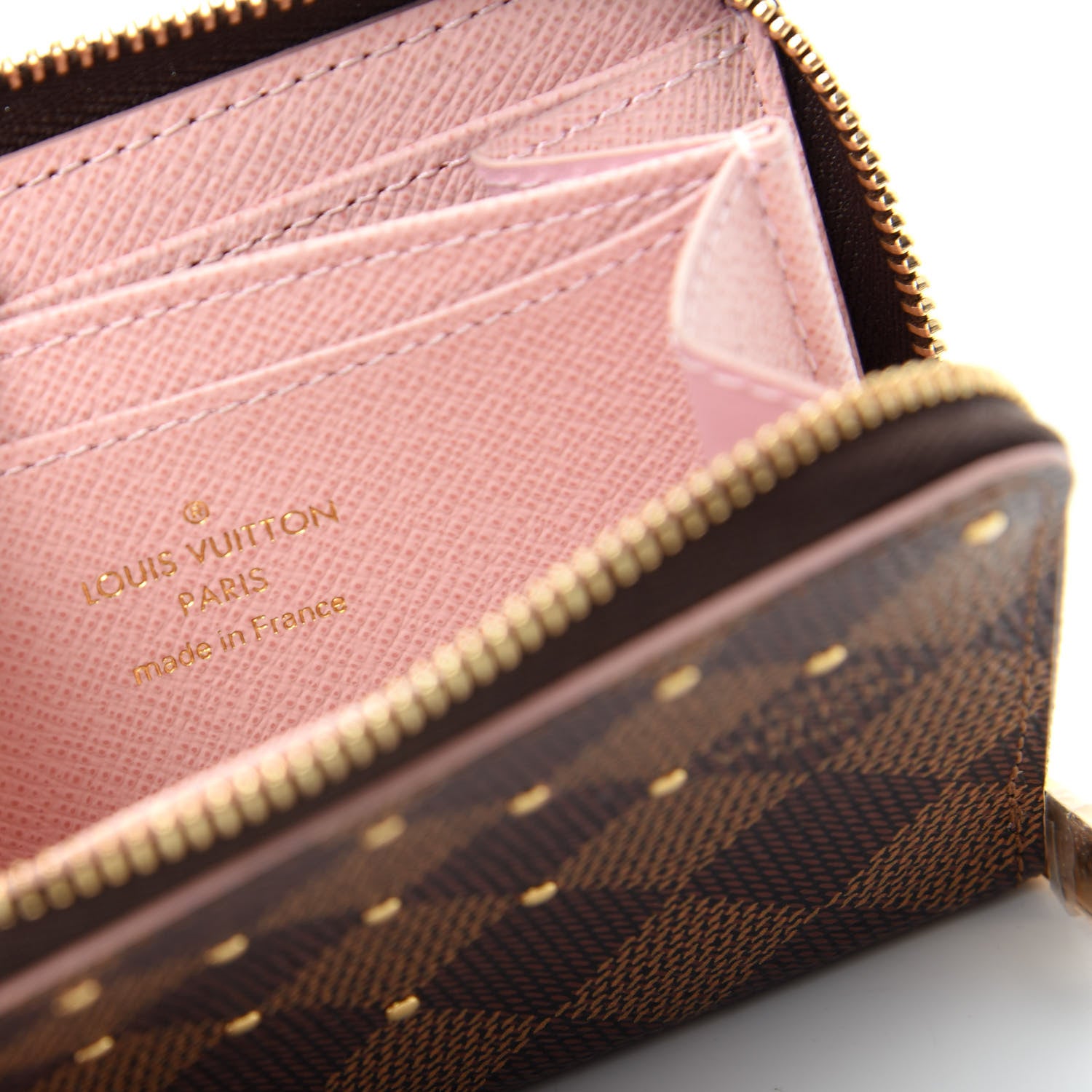 Louis Vuitton Damier Ebene Studded Zippy Coin Purse Rose Ballerine 6 of 8
